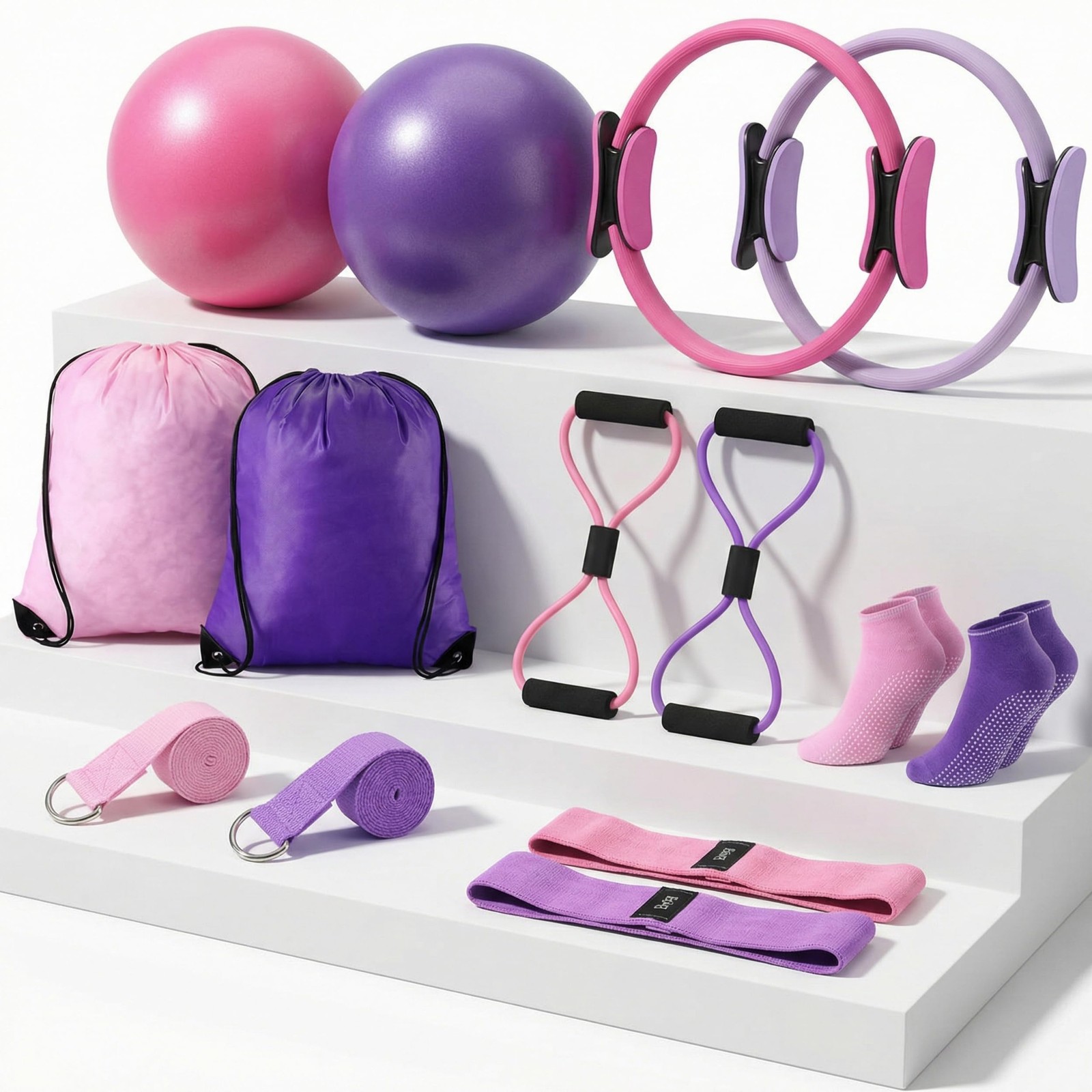 14 Pcs Pilates Equipment Kit for Home Workout Pilates Ring and Ball Set for W…