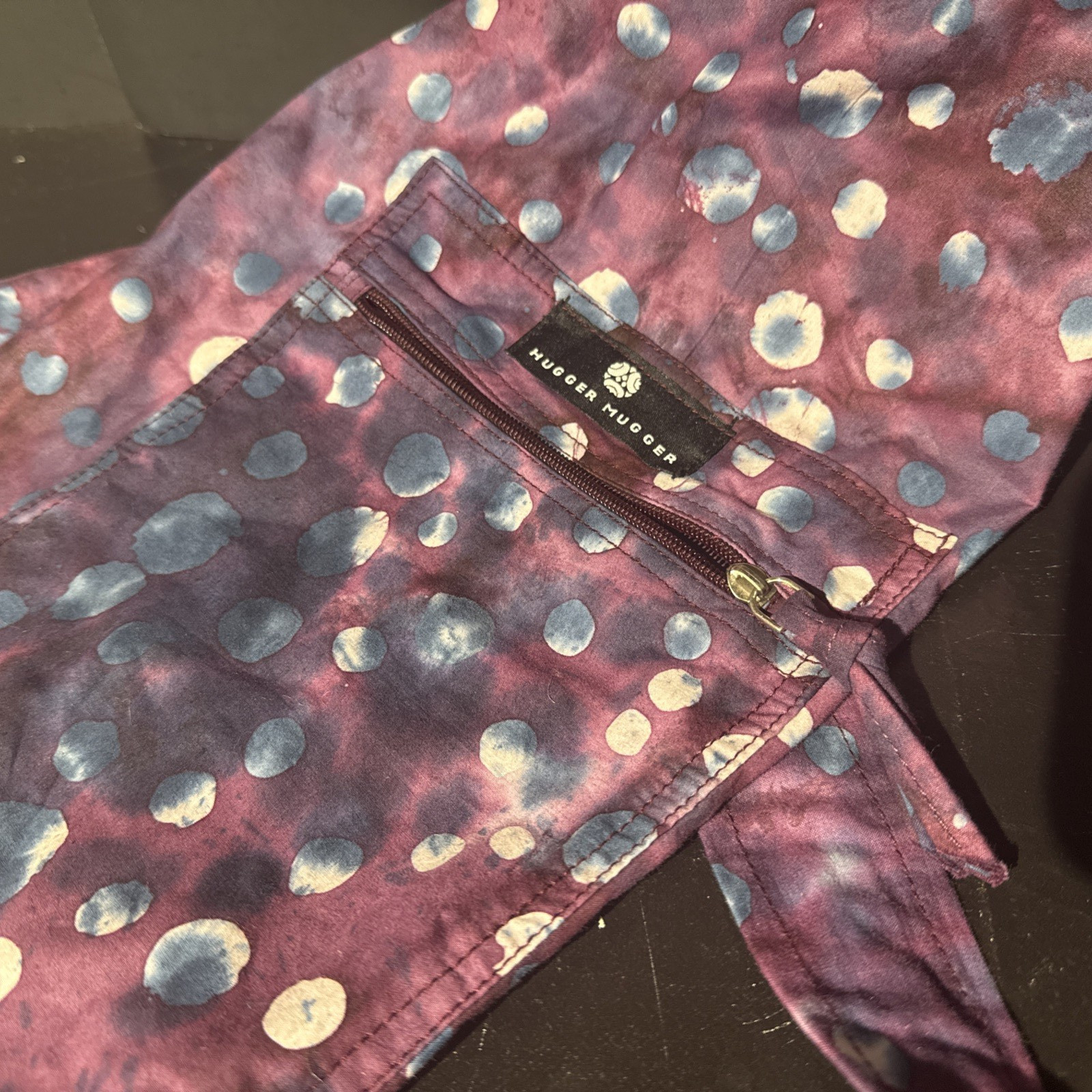 Hugger Mugger Yoga Mat Bag Colorful Batik Cotton Two Pocket Zip Up Hippy Artsy