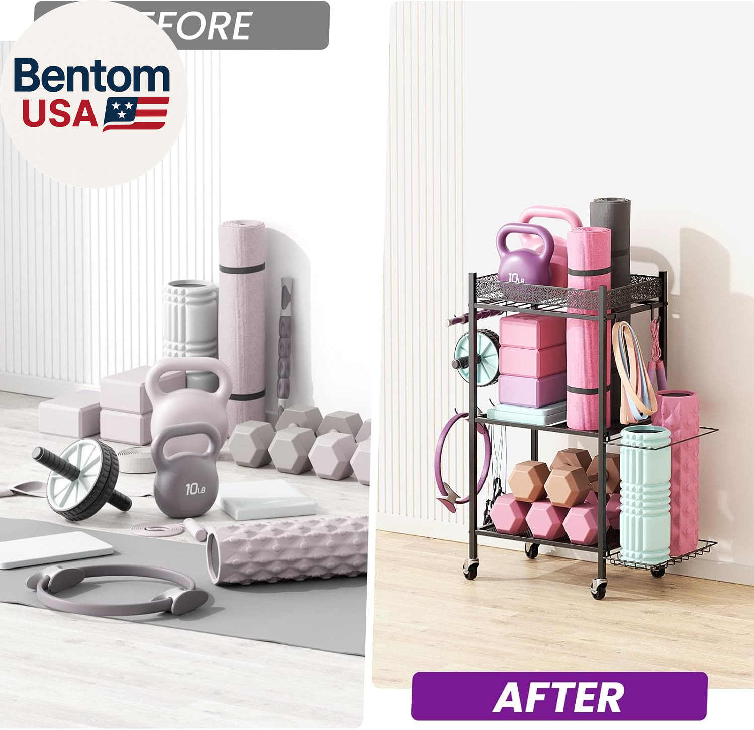 Yoga Mat Storage Rack, Home Gym Storage Rack, Workout Storage for Yoga Mat, Foa