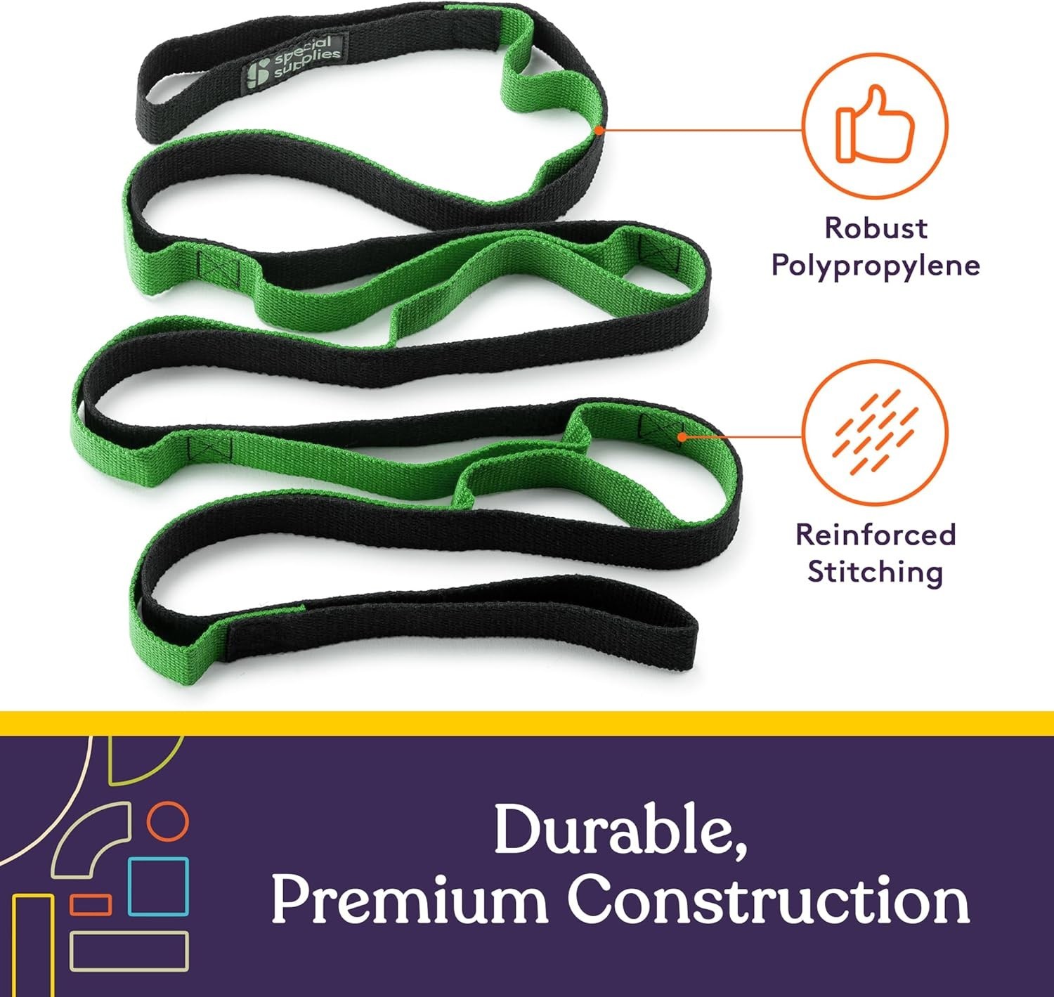 Deep Stretch Yoga Strap with Multiple Loops for Adults Home Workout Equipment