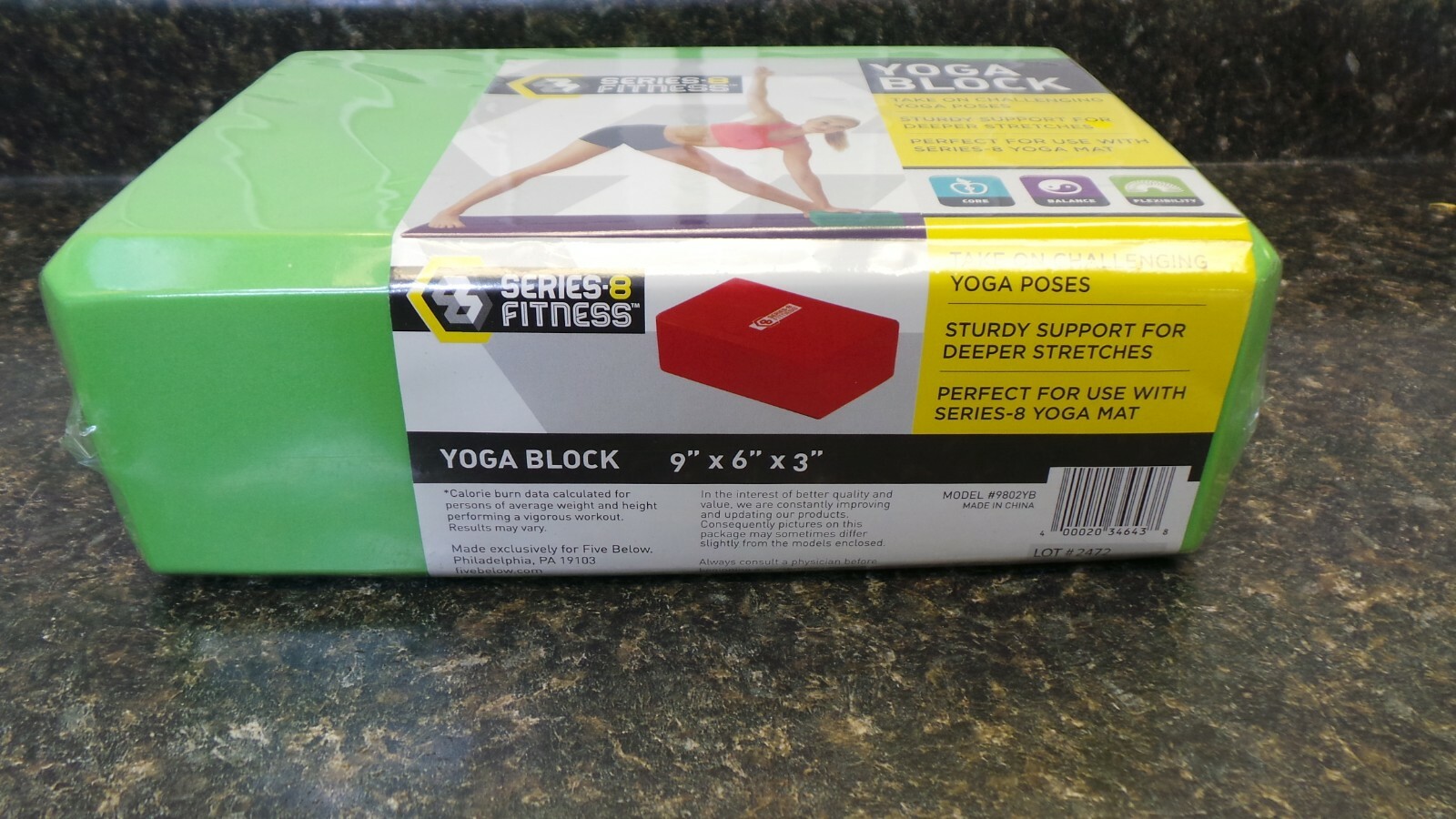 Series – 8 Fitness Green Yoga Block 9&Prime; x 6&Prime; x 3&Prime; Brand New Sealed Free Shipping