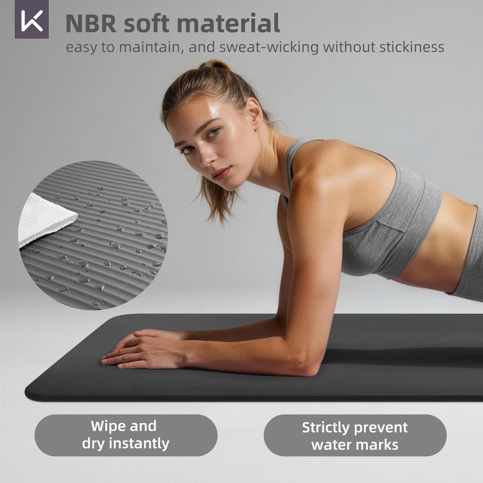 KEEP Extra Thick NBR Yoga Mat for Women & Men, 15mm Thick, 72”x32” L