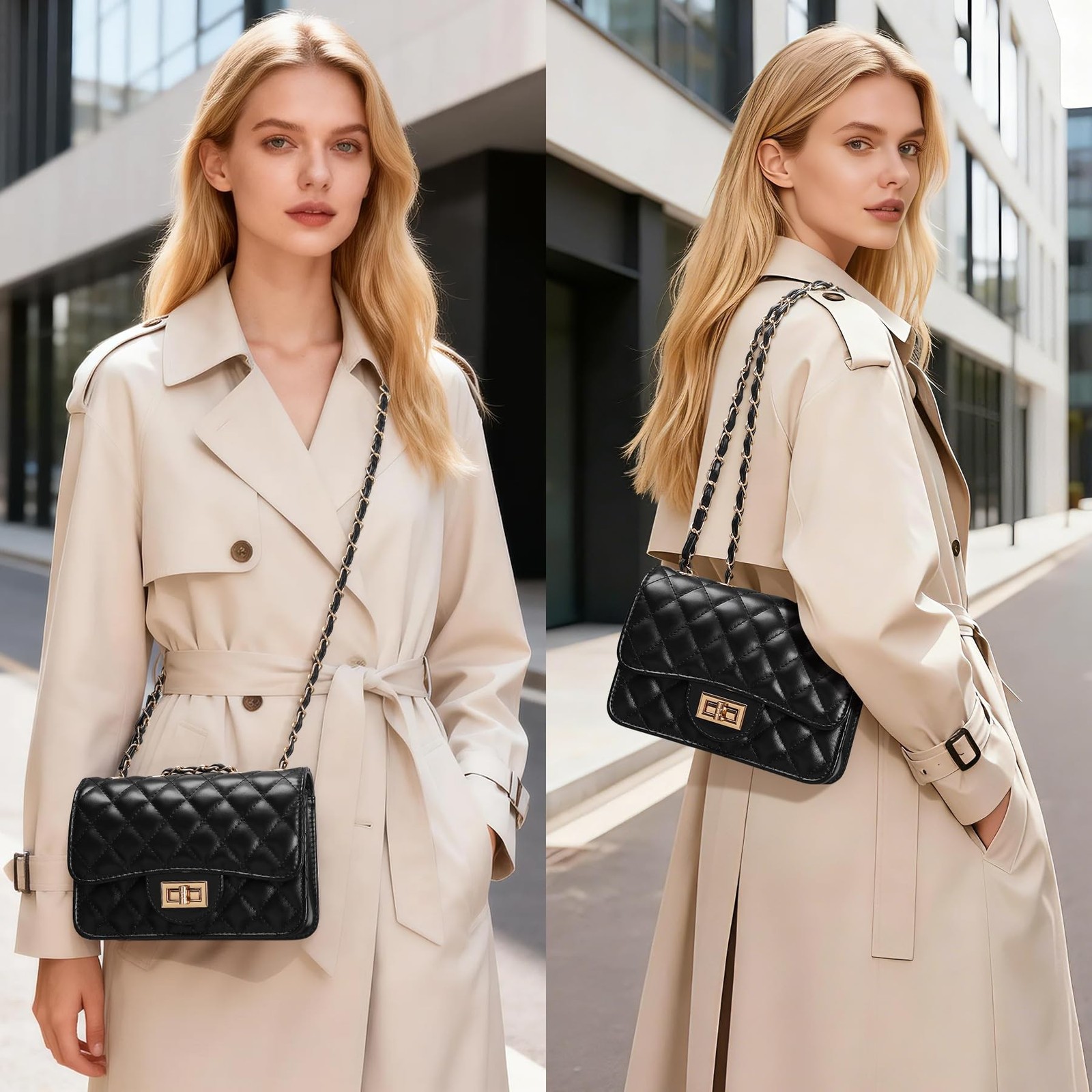 Small Quilted Crossbody Purse for Women Trendy Ladies Shoulder Bag PU Leather…
