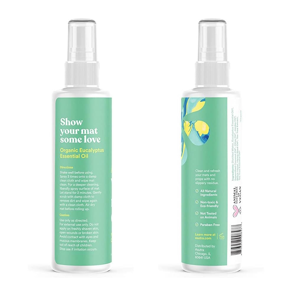 Yoga Mat Cleaner Spray Uplifting Eucalyptus, 4 fl oz No Slippery Residue, Or…
