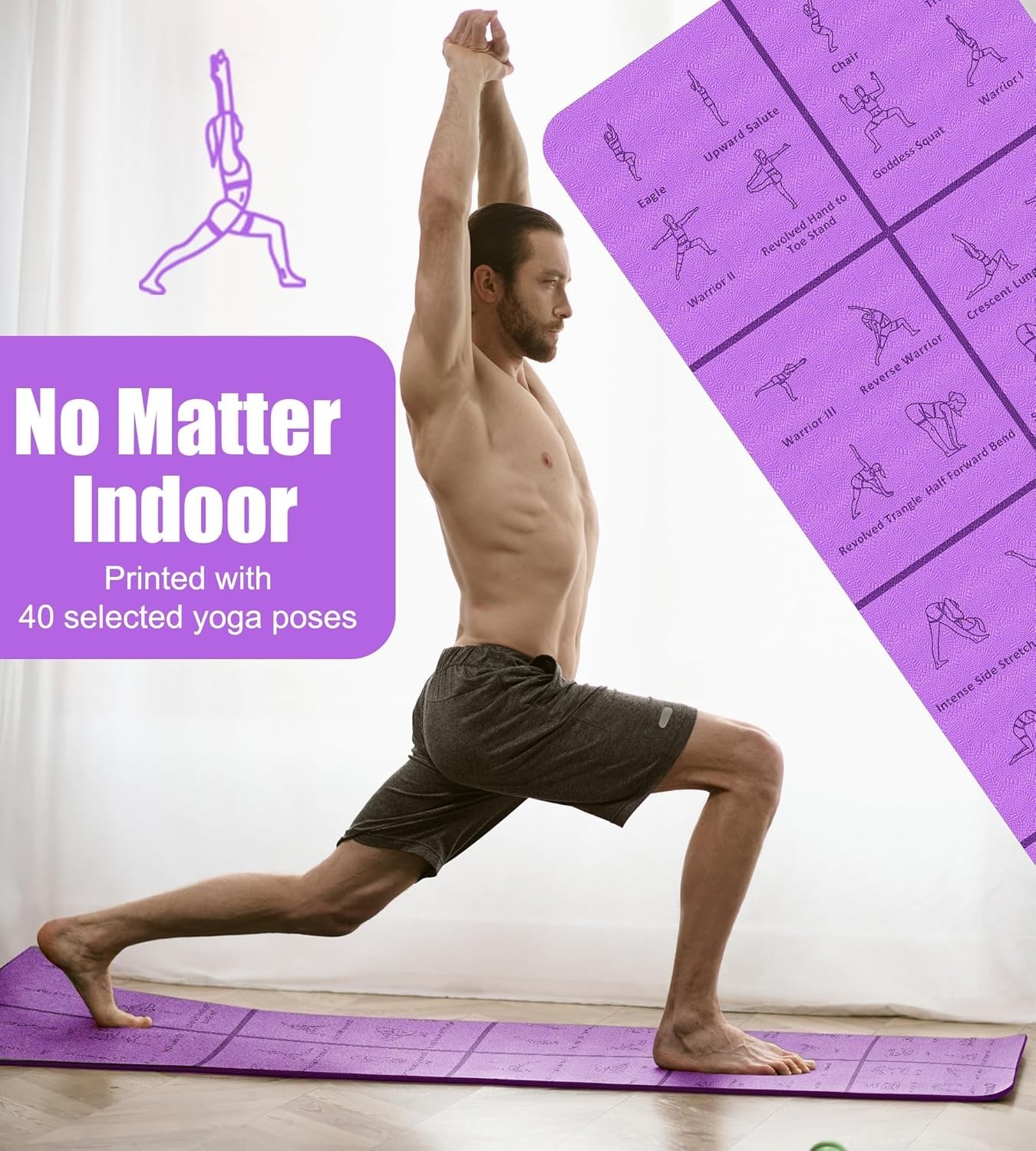 Foldable Thick Yoga Mat with Instructional Poses – Non-slip 8mm Thicken Exercise