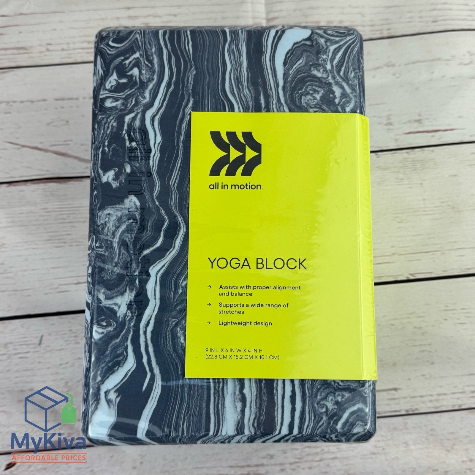 Yoga Block All In Motion Marble EVA Foam 9 Inches Lightweight Fitness