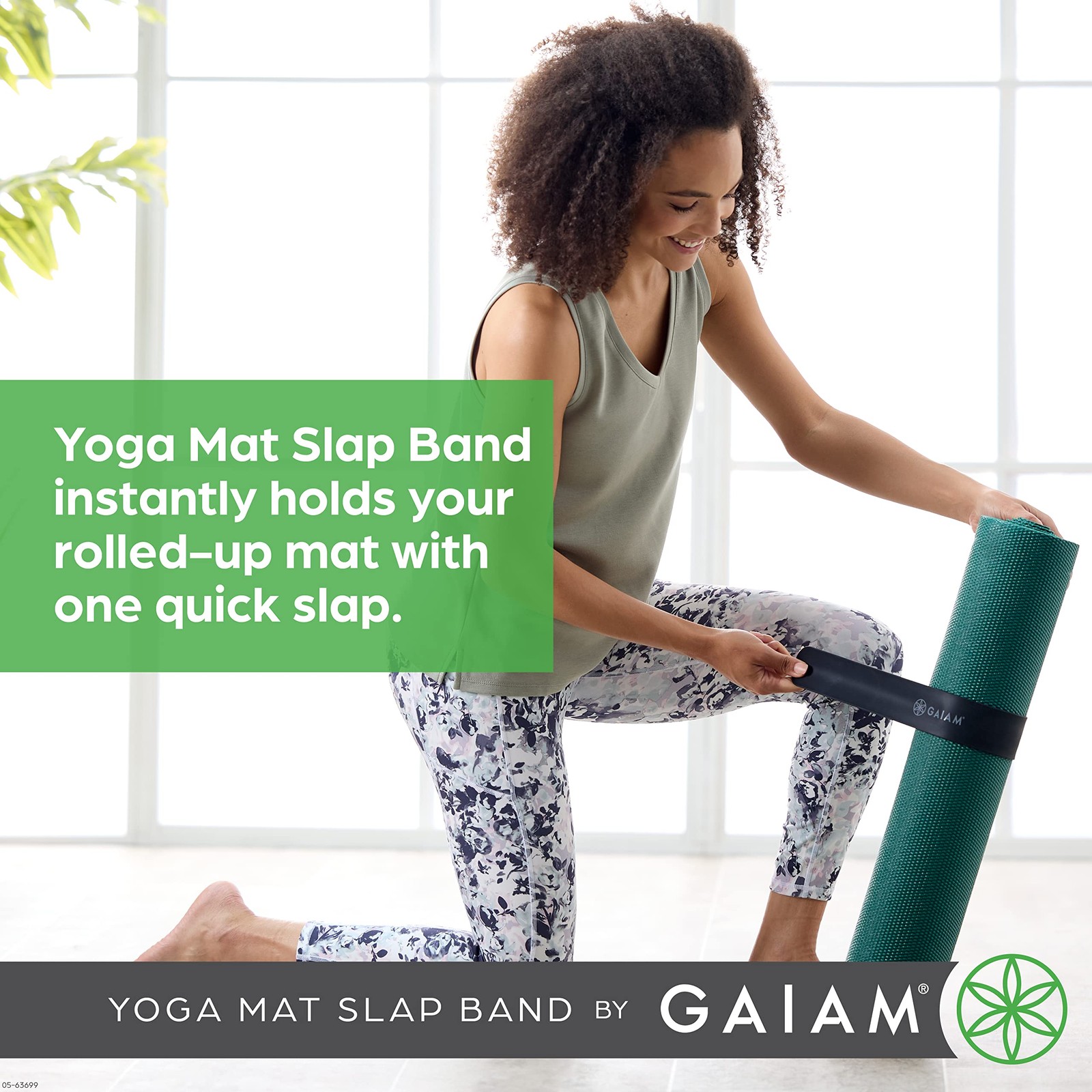 Gaiam Yoga Mat Strap Slap Band – Keeps Your Mat Tightly Rolled and Secure with