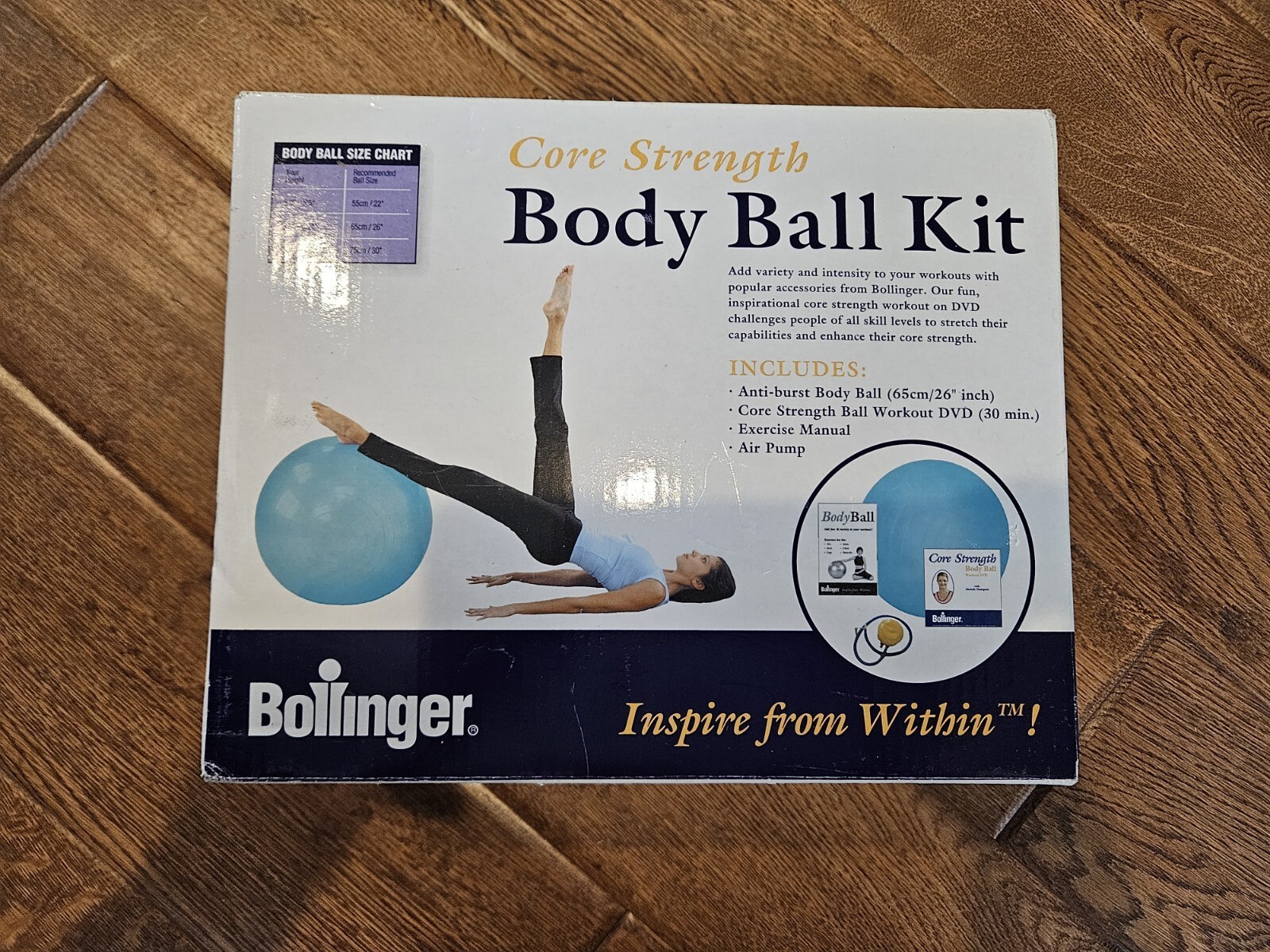 Bollinger Core Strength Body Ball Kit New Original Box No Air Pump/dvd