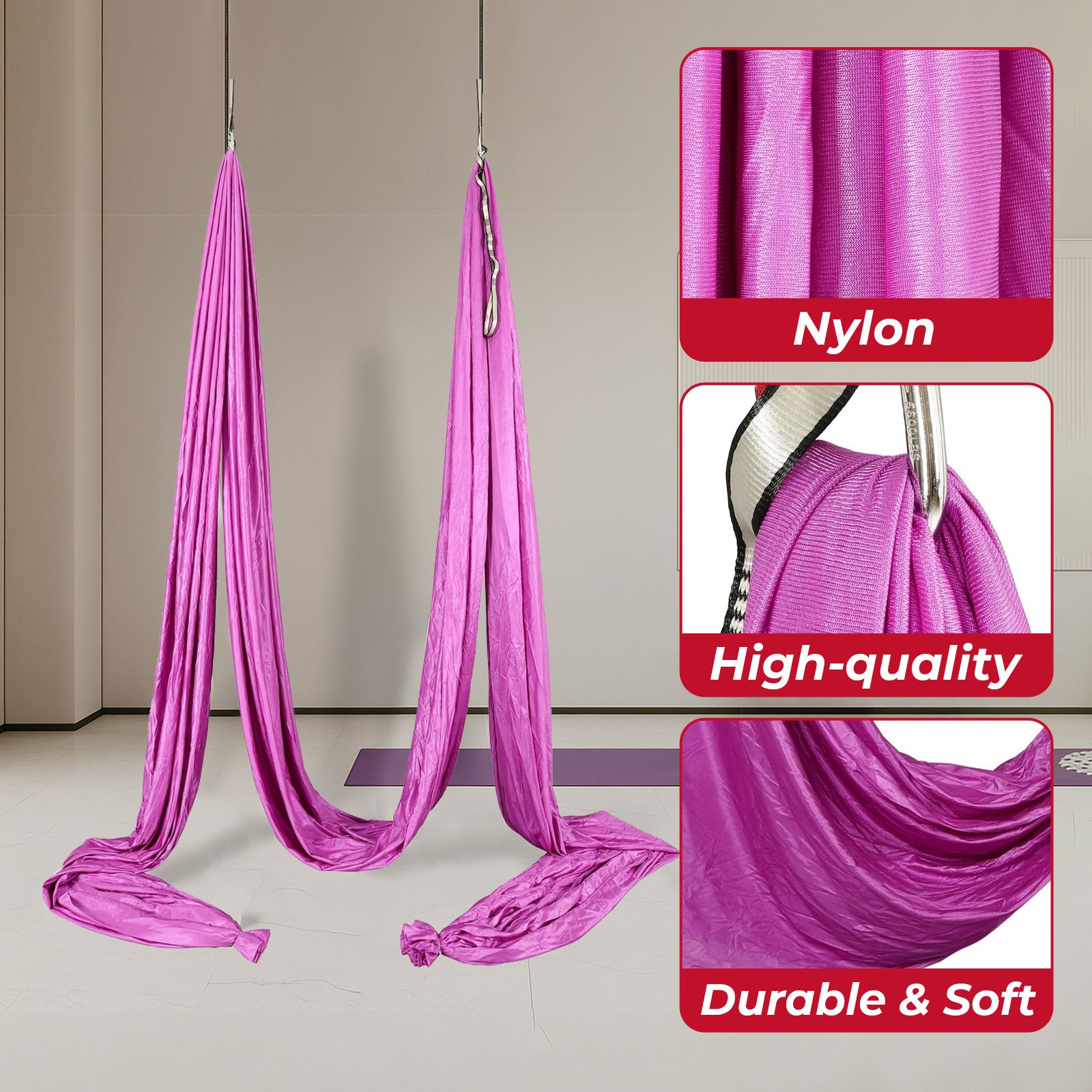 Aerial Yoga Swing Kit 39FT For Home Gymnastics Acrobatic Flying w/ Hardware