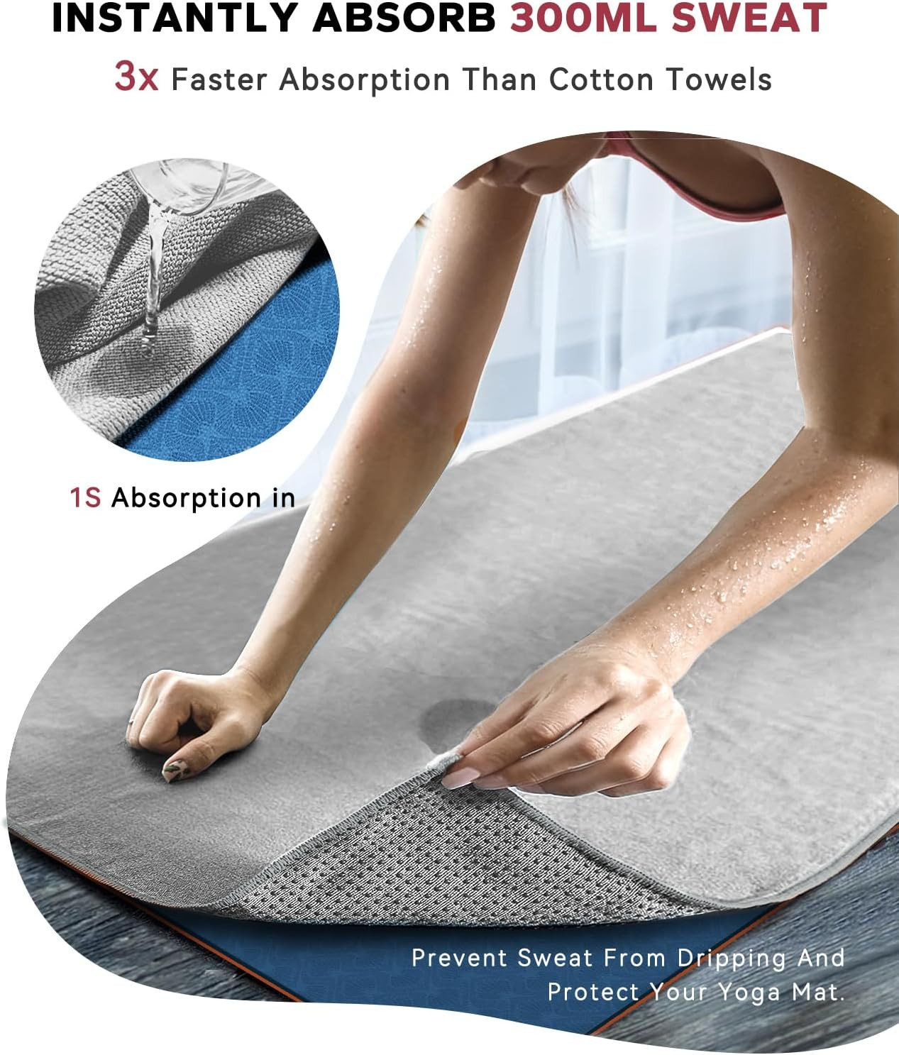 Hot Yoga Towel – Non Slip Yoga Mat Towel with Grip Dot, Super-Absorbent, Soft Mi