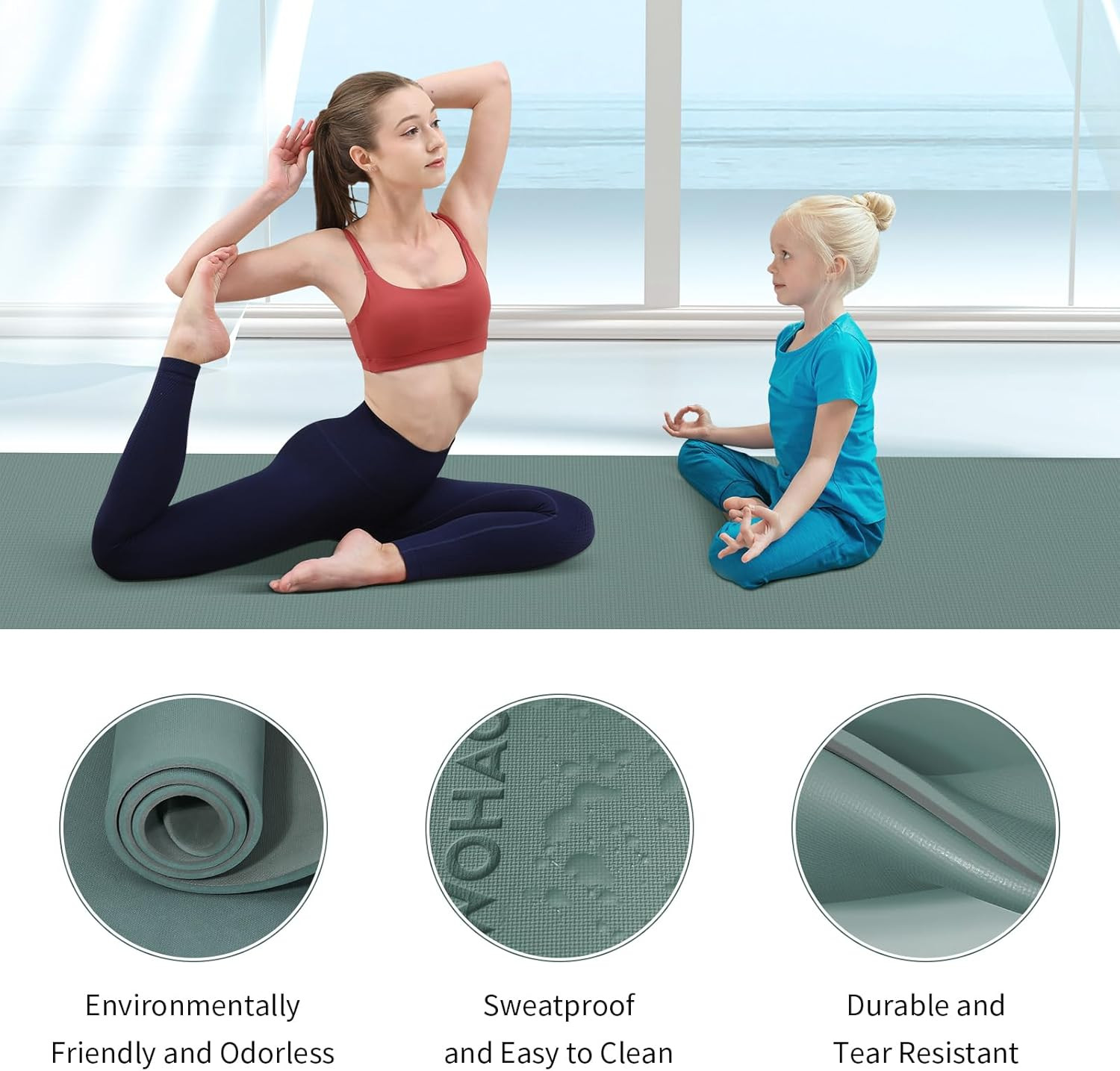 Extra Thick 8Mm Yoga Mat, 72&Prime;X28&Prime; Non Slip Exercise Mat, Reversible 2-Sided Dual