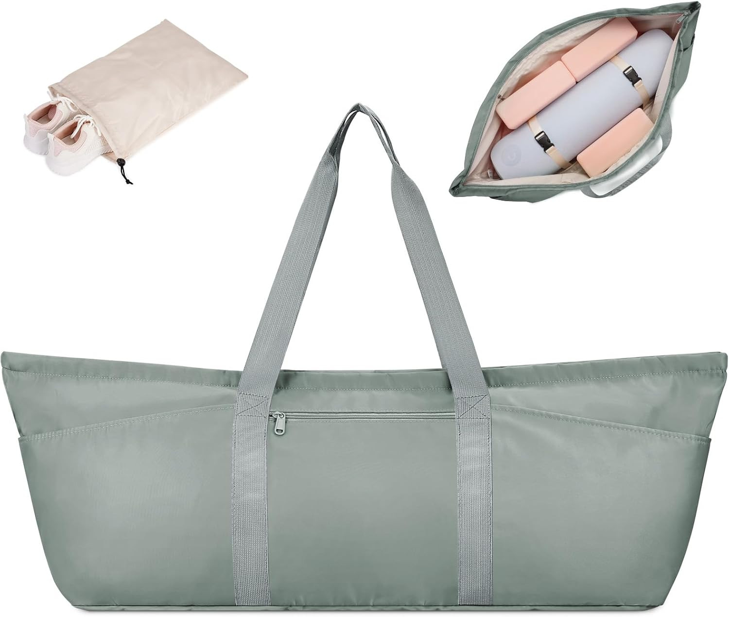 Large Yoga Mat Bag with Shoes Compartment and Wet Pocket Ladies Pilates Gym Tote