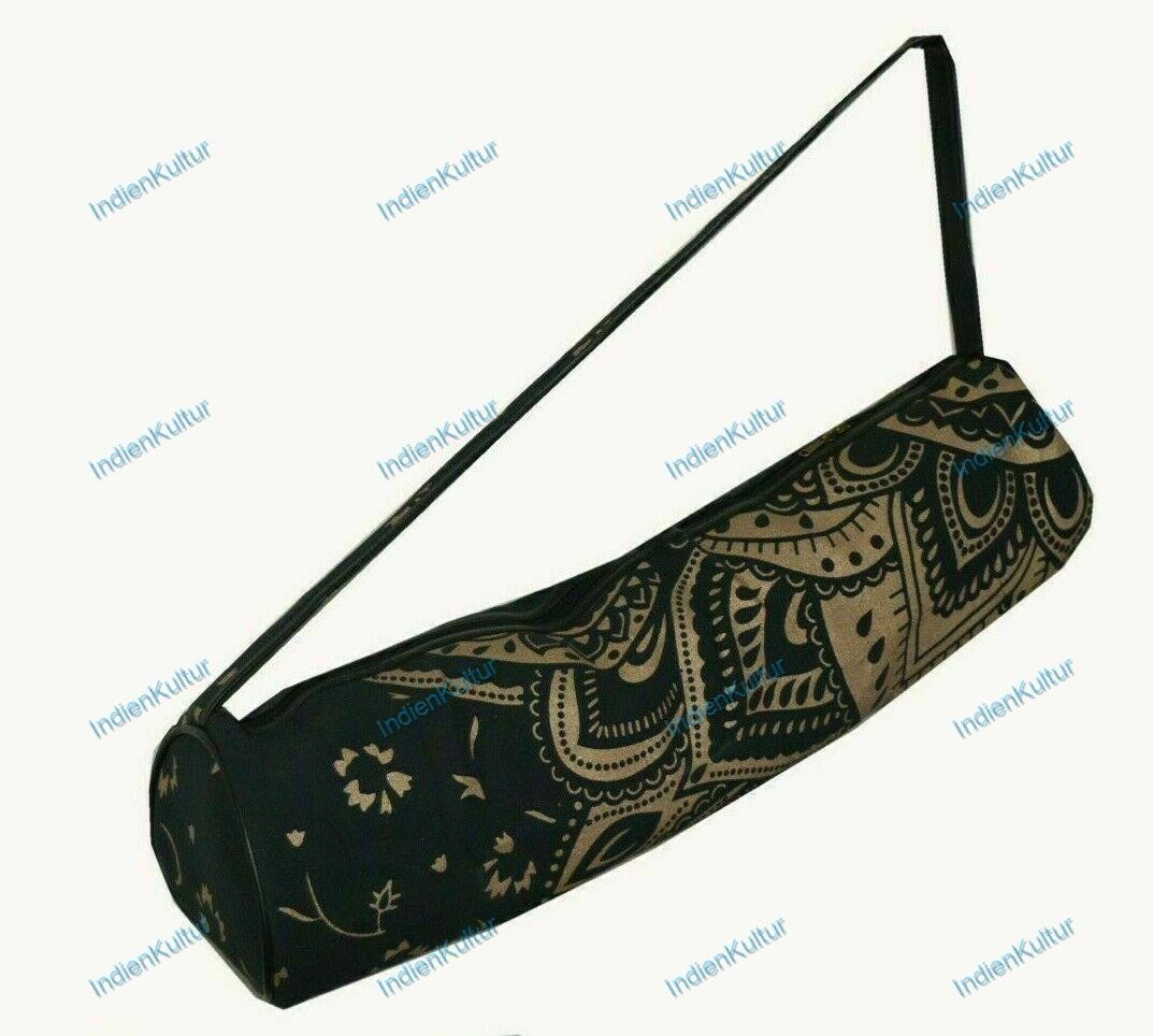 Handmade Cotton Mandala Hippie Ombre Portable Black Gold Color Leader Bag