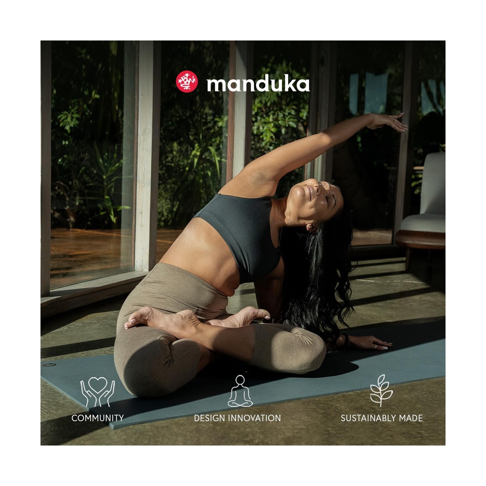 Manduka eKOLite Yoga Mat 71&Prime; – 4mm | Natural Rubber | Eco-Friendly | Soft Tex…