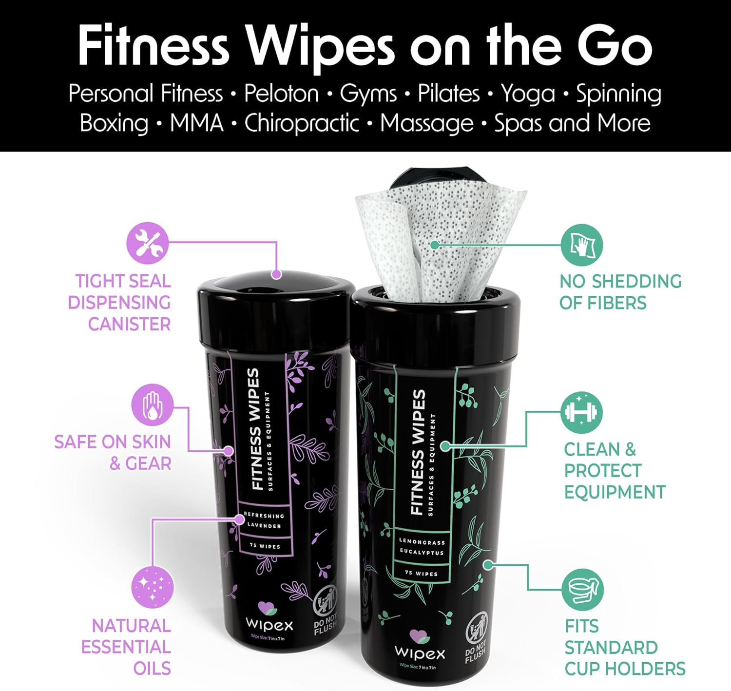 Yoga Mat Cleaner & Fitness Wipes – Natural Lavender & Vinegar Gym Equipment Clea