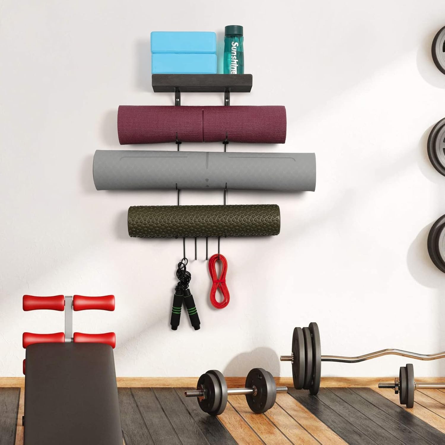 VINAEMO Yoga Mat Holder Accessories Wall Mount Organizer Black (matel)