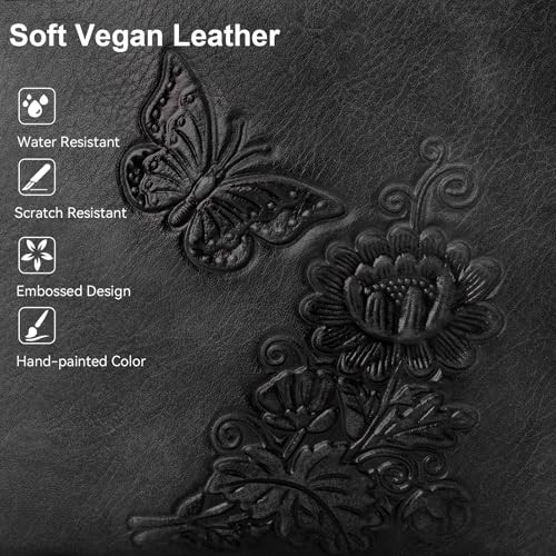 Small Crossbody Purse for Women, Vegan Leather Multi Pocket Bag with Black