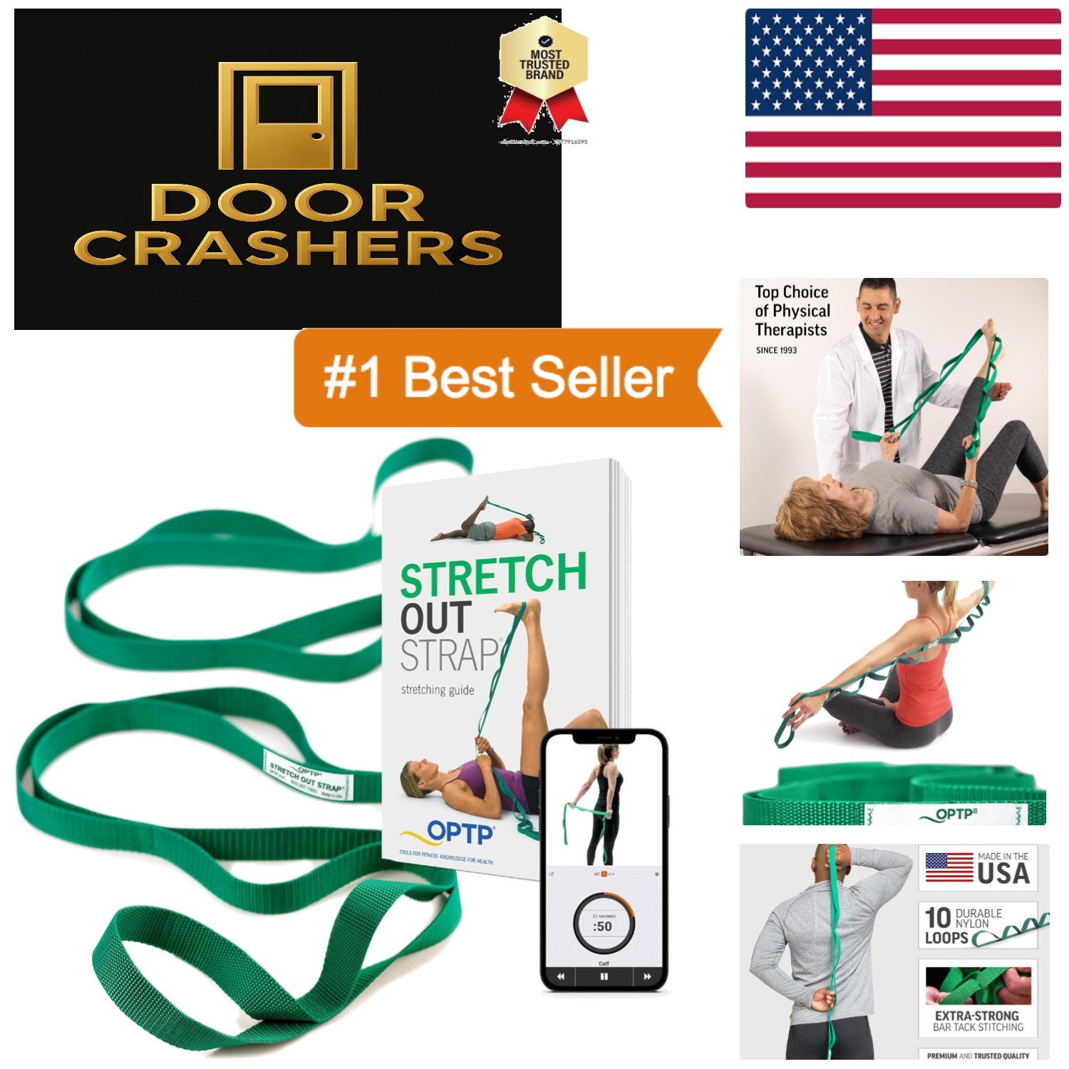 Versatile Stretch Out Strap for Therapy & Yoga – Includes 40 Page Exercise Book