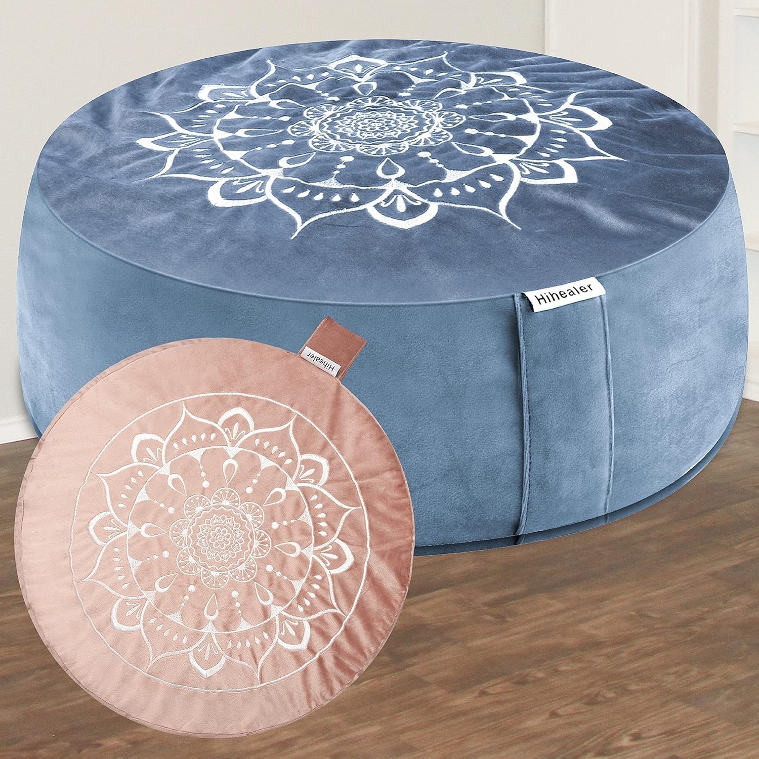 Meditation Cushion Velvet Cover Large Floor Pillow for Yoga Support Soft