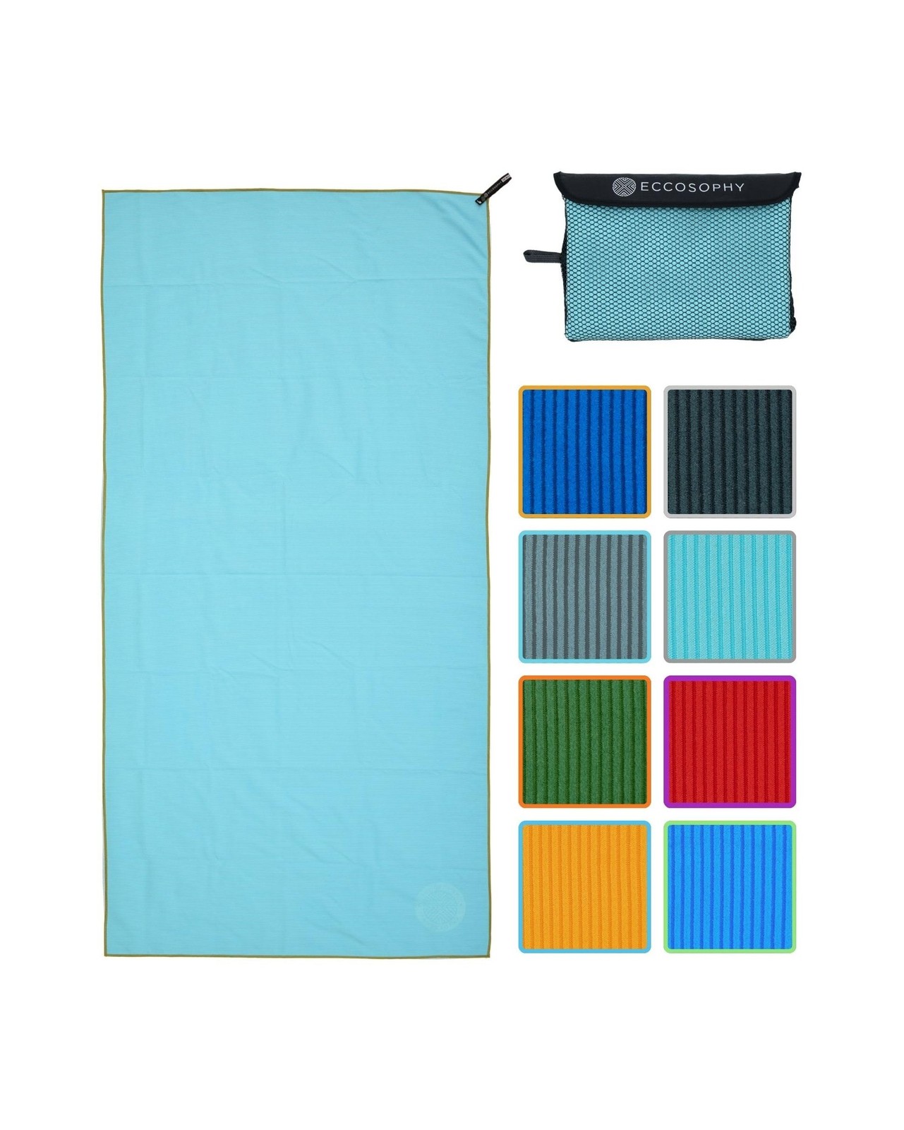 ECCOSOPHY Microfiber Beach Towel – Quick Dry Gym Towel, Highly Absorbent w
