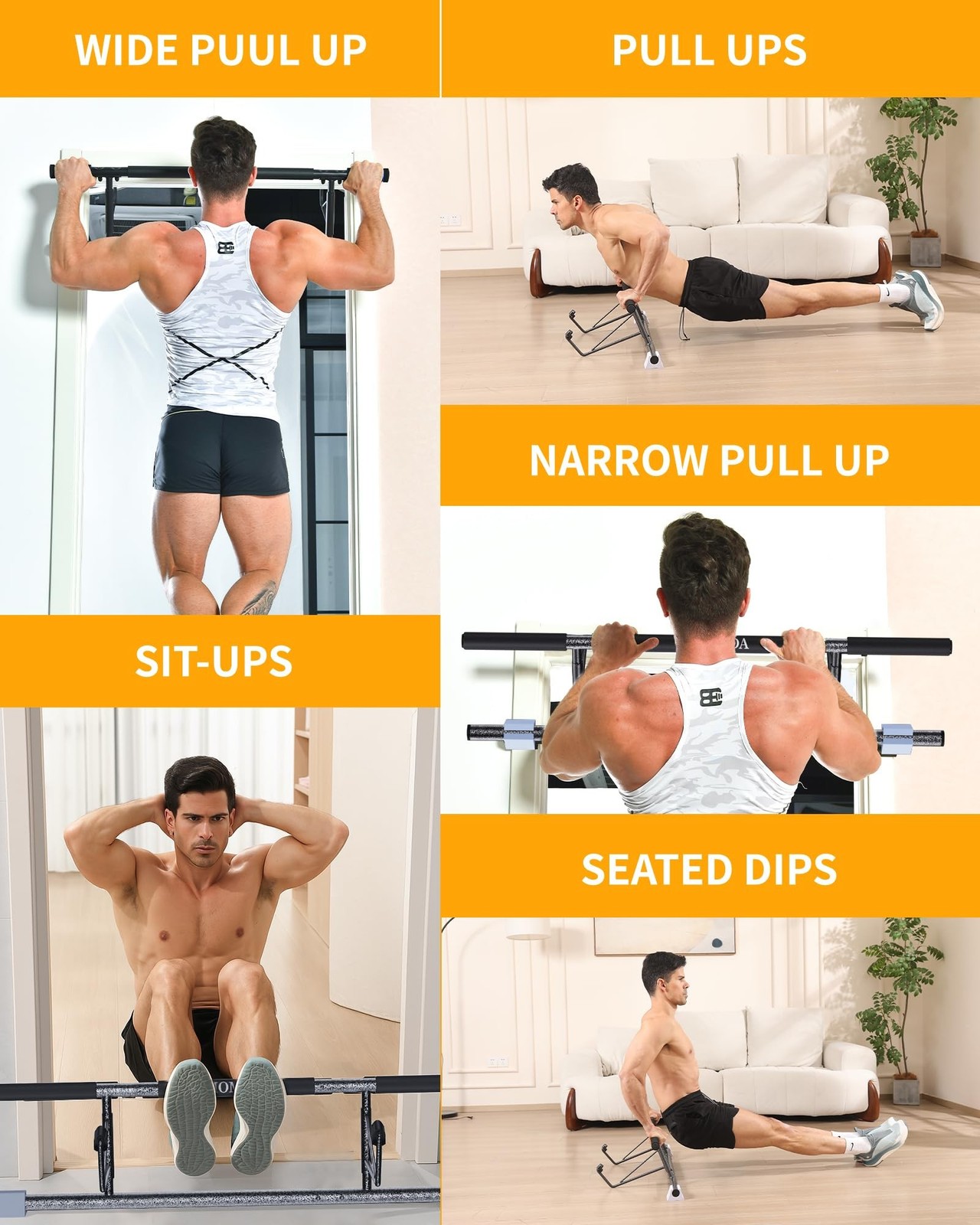 MOMODA Doorway Pull-Up Bar, Chin-Up Bar for Door Frame, Multi-Grip Upper Body…
