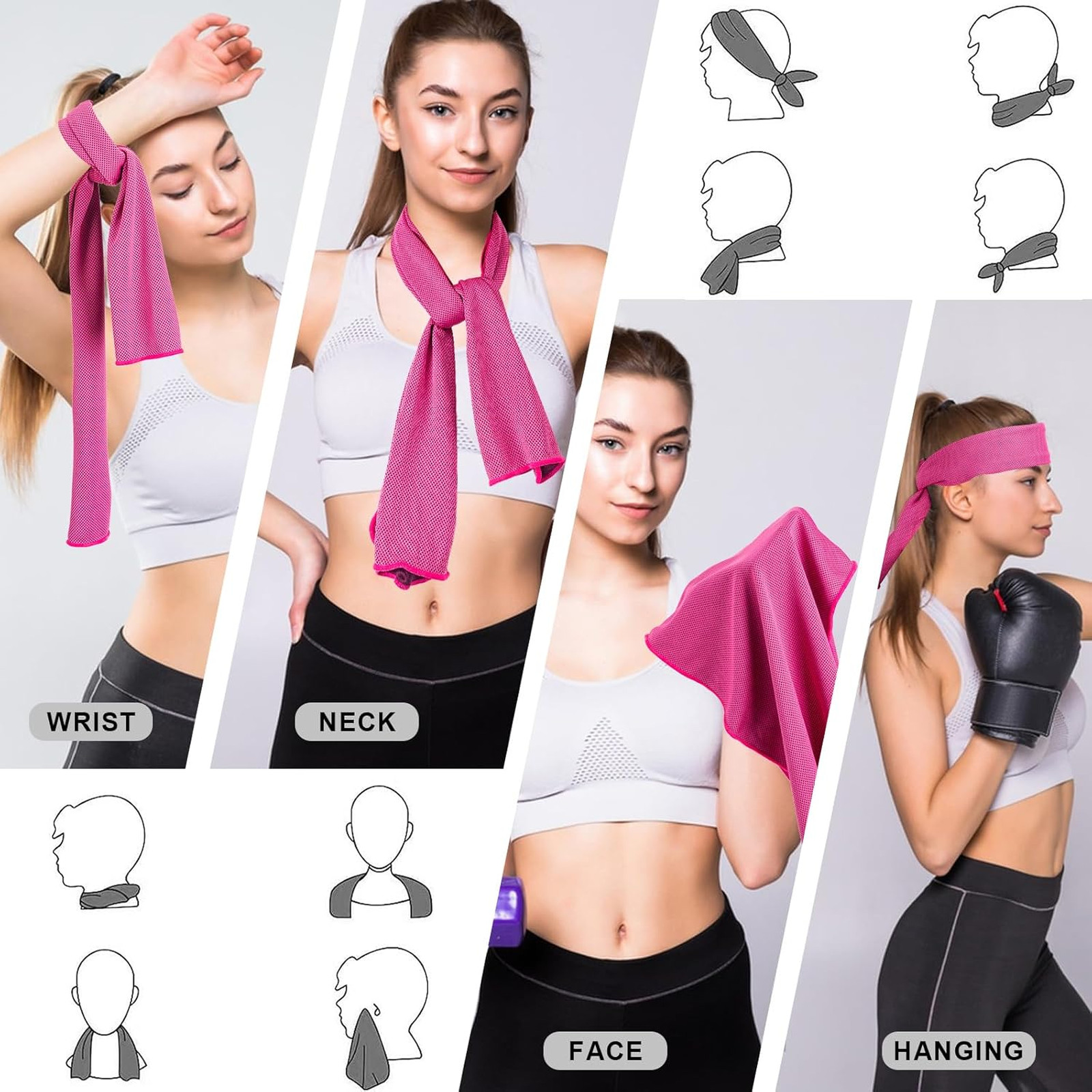 Cooling Towel, Microfiber, 40×12 Inches, Multicolor, Sports Fitness Camping Gym