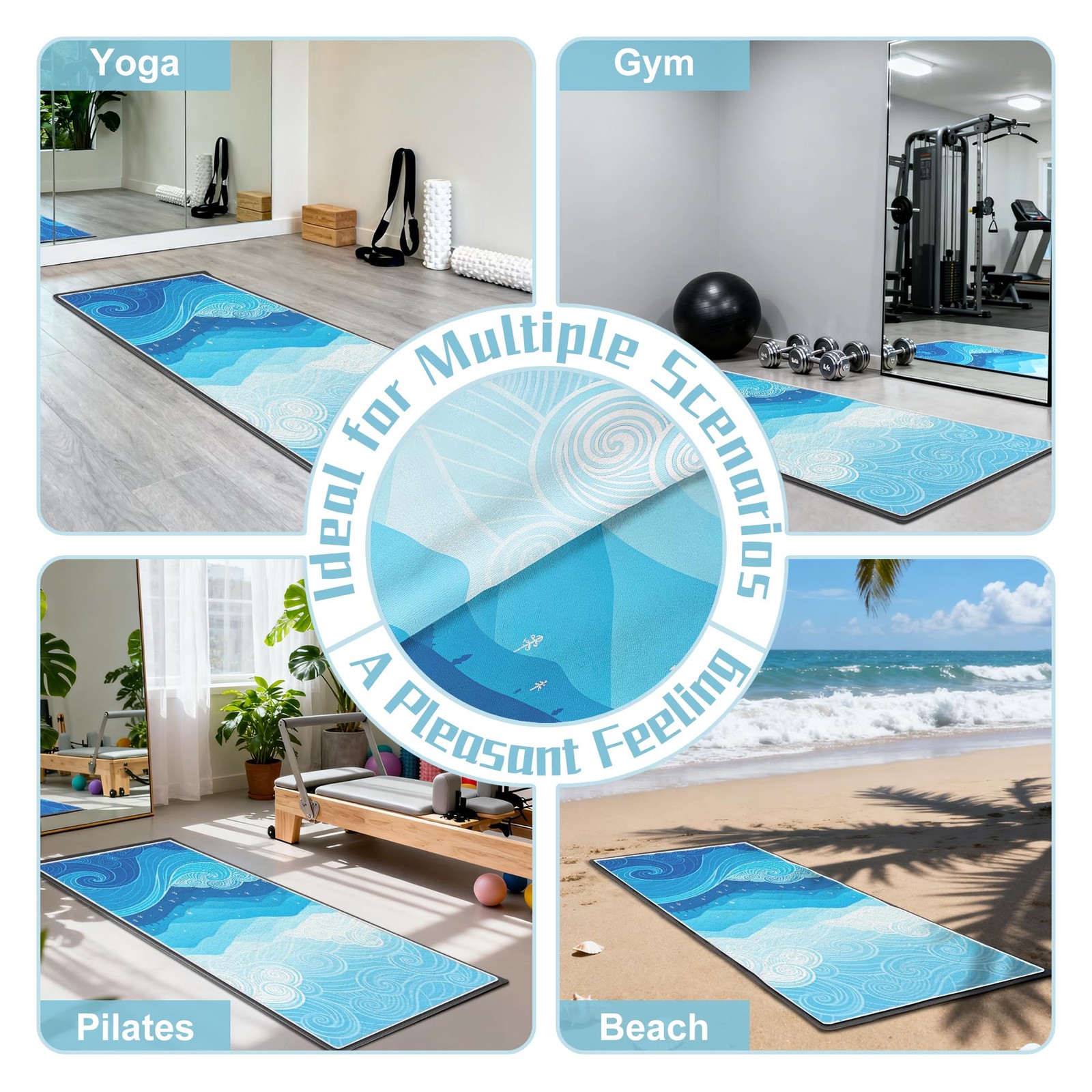 Alissgorat Hot Yoga Towel Non Slip Ultra-Absorbent Yoga Mat Towel Soft Printed