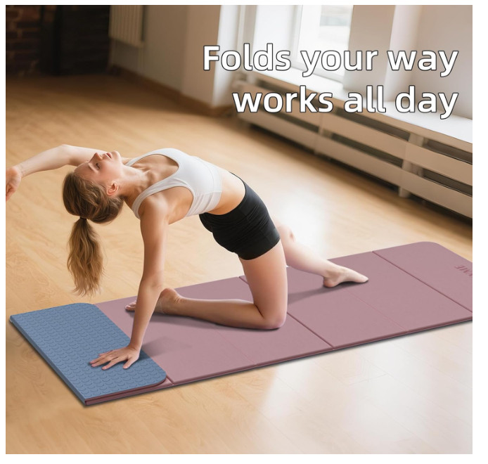 Foldable Yoga Mat, Environmental Sports Mat, Odorless TPE Material 71 x 24 inche