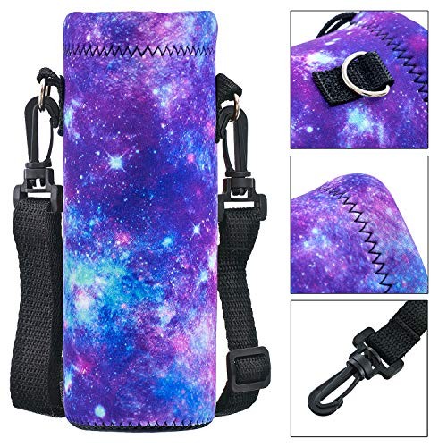 Neoprene/750ML/1000ML Water Bottle Bag Carrier – Portable 500ML Purple Galaxy