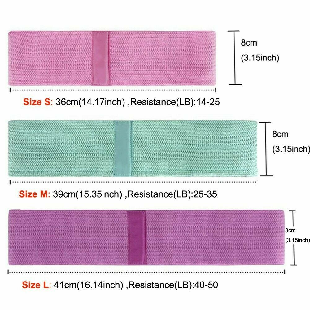 Fabric Resistance Bands Set of 3 for Booty Butt Hip Anti Slip Thick Wide Loop
