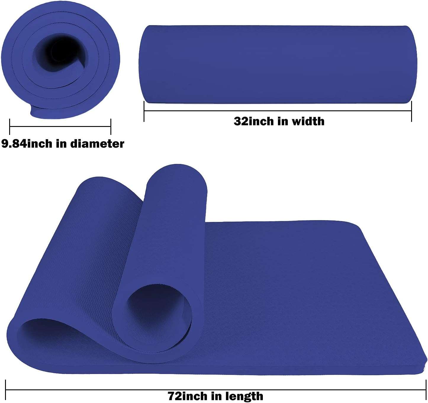 4/5 Inch TPE Yoga Mat Fitness & Exercise Mats Large Size 72&Prime;L X 32&Prime;W Non-Slip An