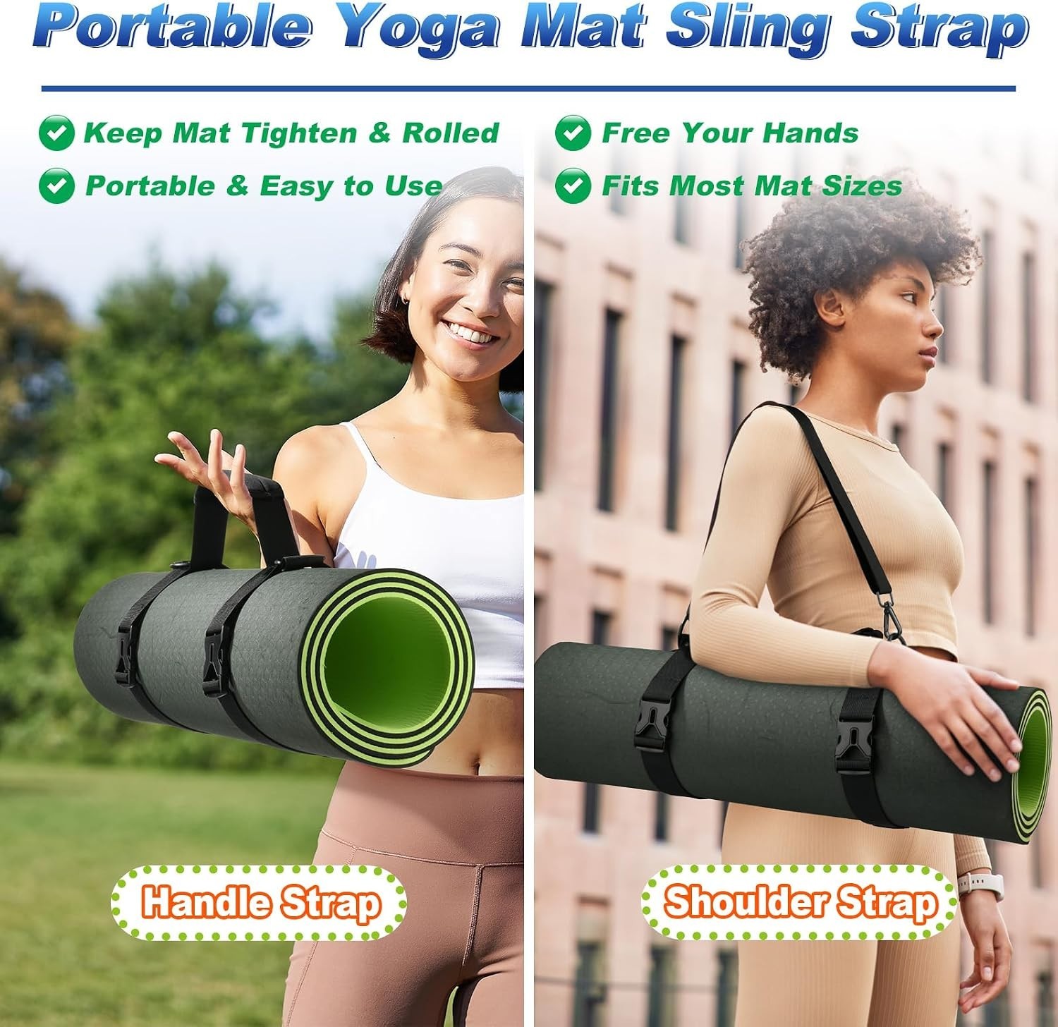 Adjustable Yoga Mat Strap – Portable Sling for Festivals
