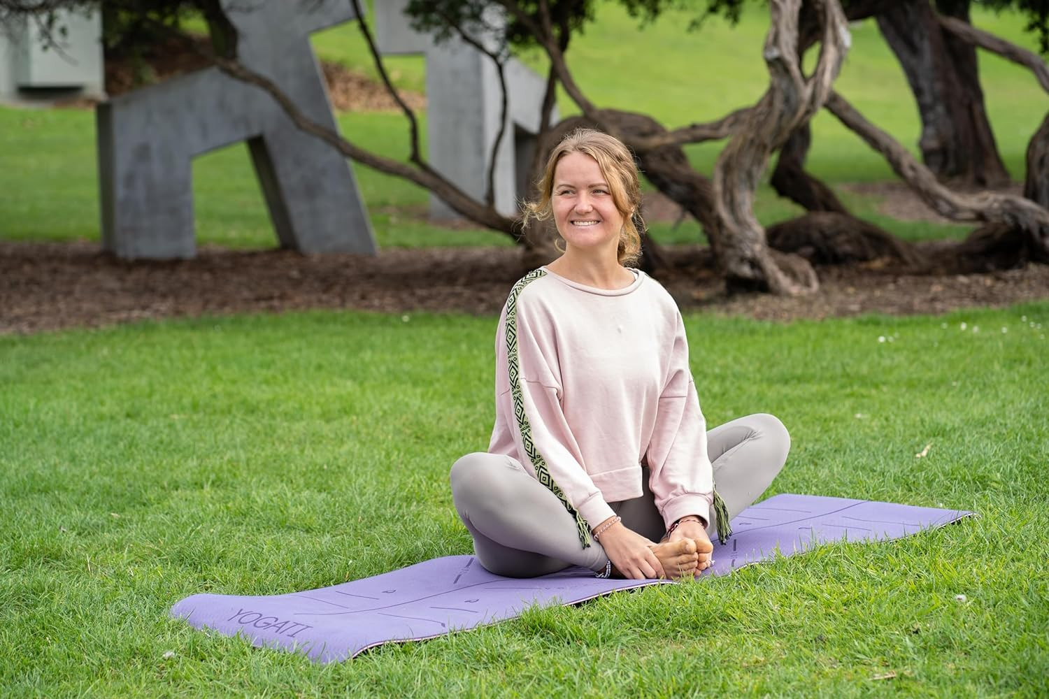 ® Yoga Mat with Strap with Alignment Lines. Home Workout Mat for Women, Men and