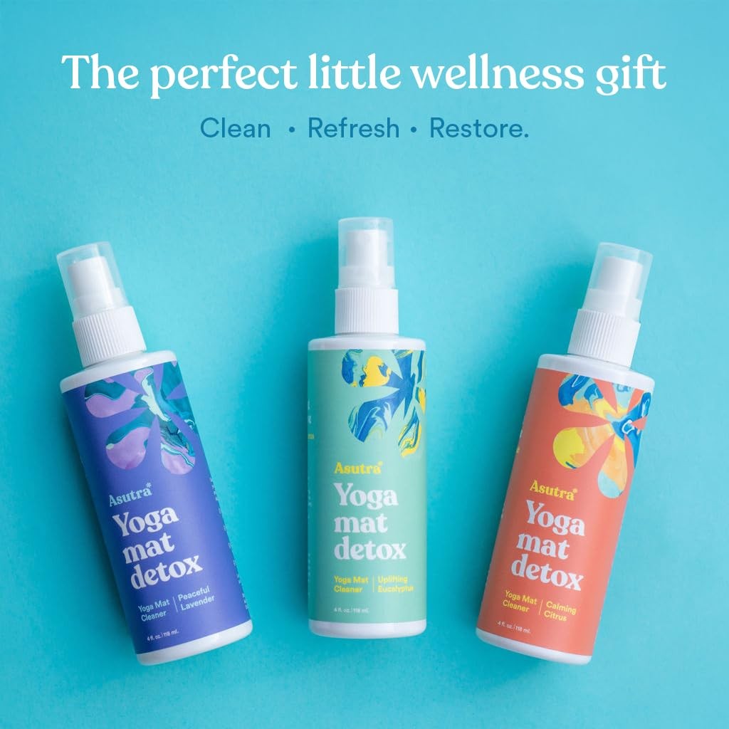 ASUTRA Yoga Mat Cleaner Spray Peaceful Lavender, 4 fl oz No Slippery Residue…