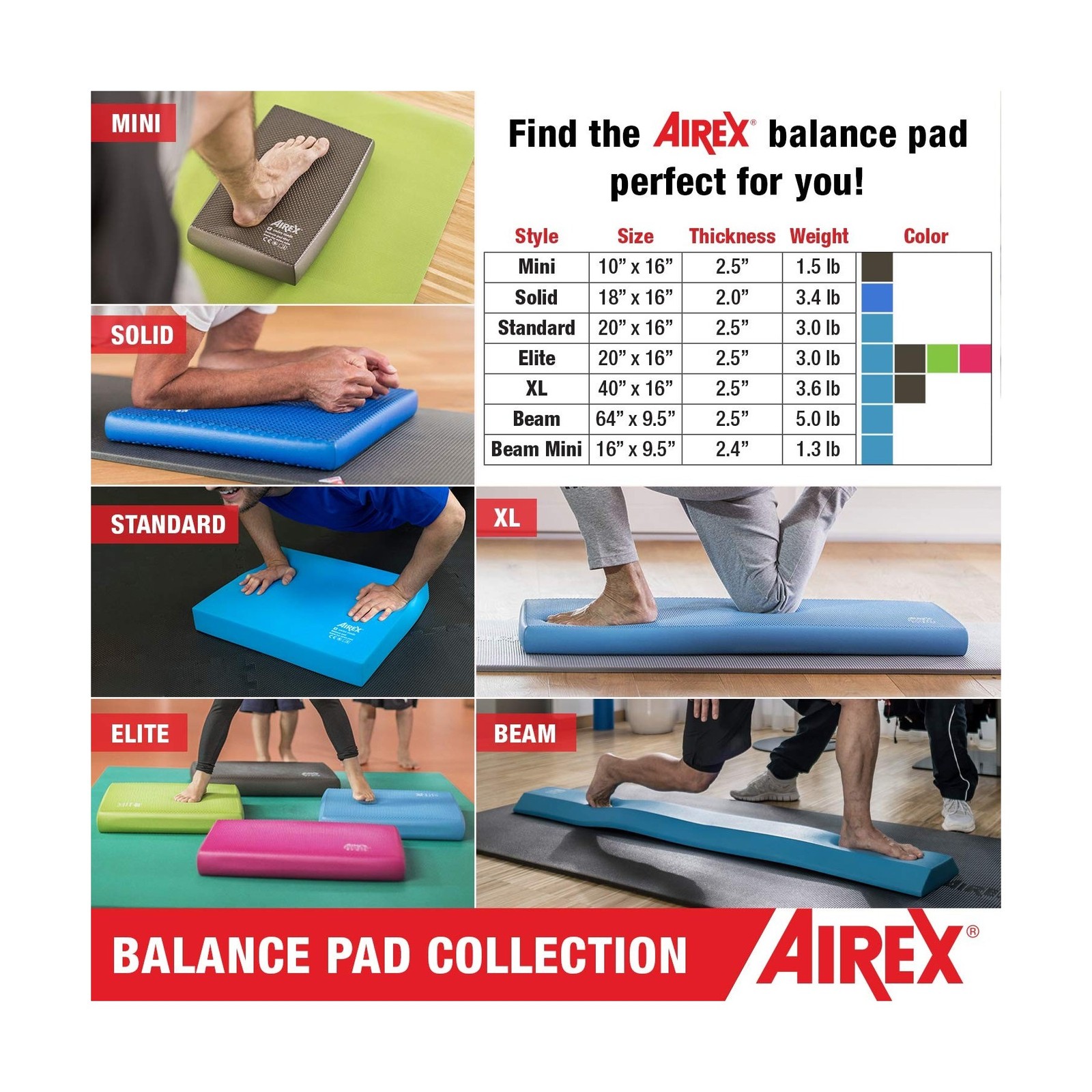 AIREX Balance Pad – Stability Trainer for Balance, Stretching, Physical Th