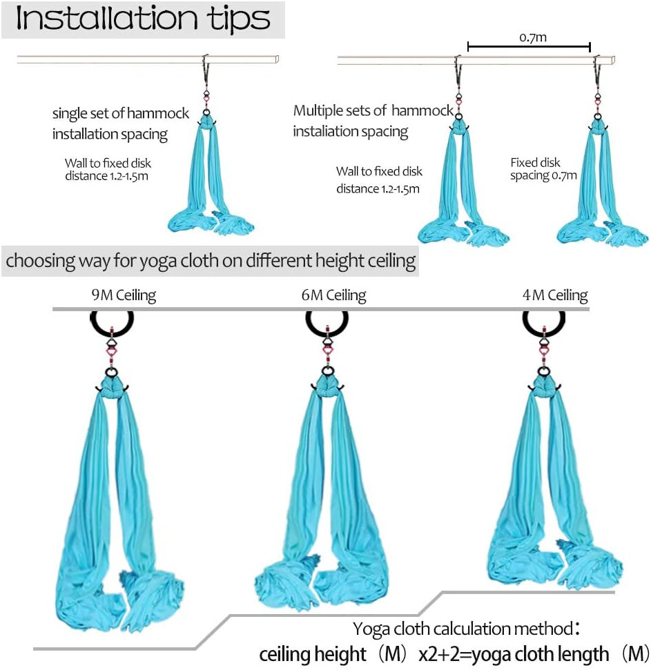 Deluxe Aerial Silks Equipment Set – 11 Yards Aerial Yoga Hammock Swing for Acrob
