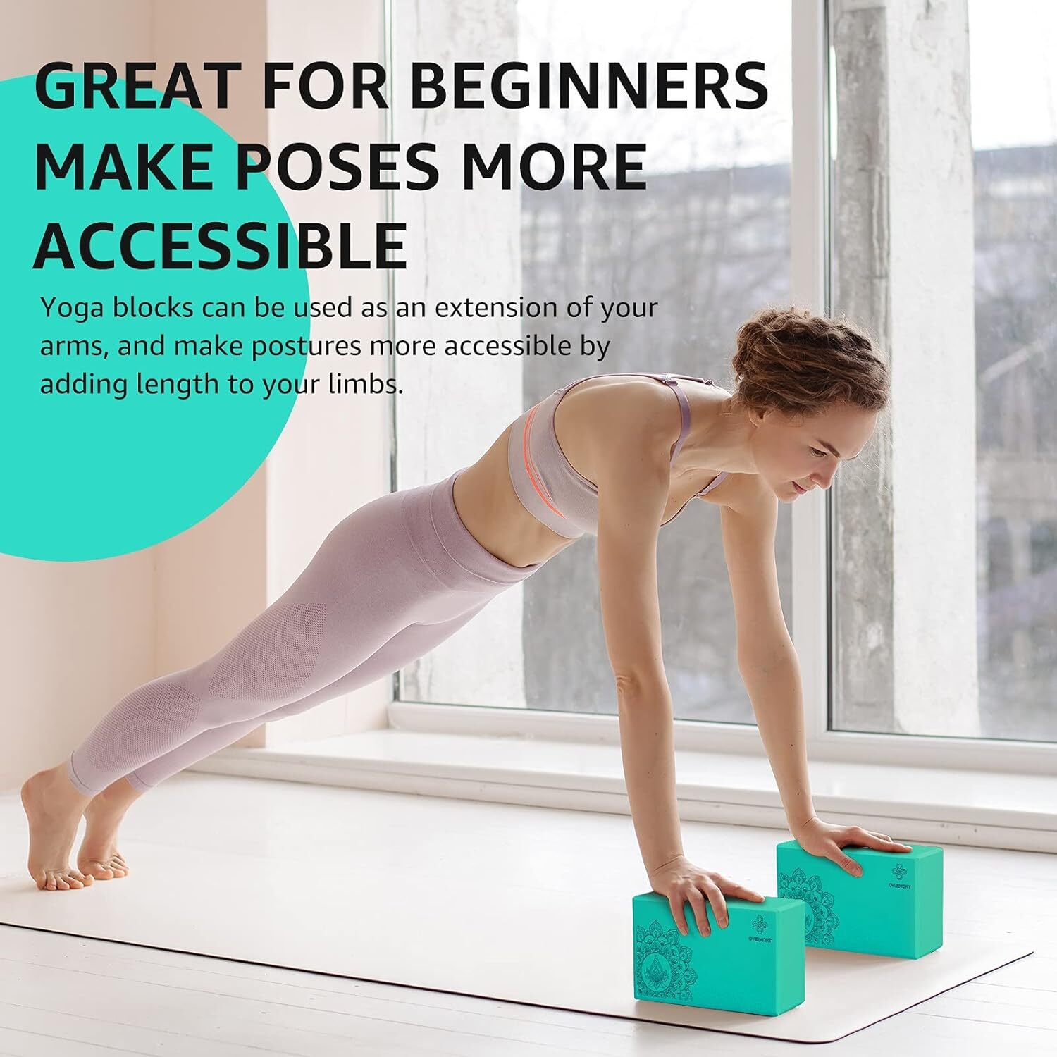 Yoga Block 2 Pack Supportive Latex-Free EVA Foam Soft Non-Slip Surface for Ge…