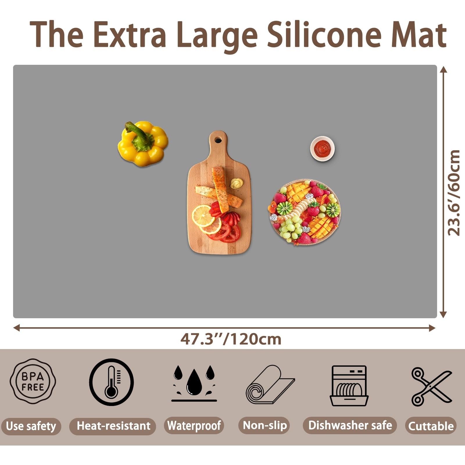 47.3 »x23.6 »(120cmx60cm) Extra Large Silicone Mat for Kitchen Counter, 1.4MM…