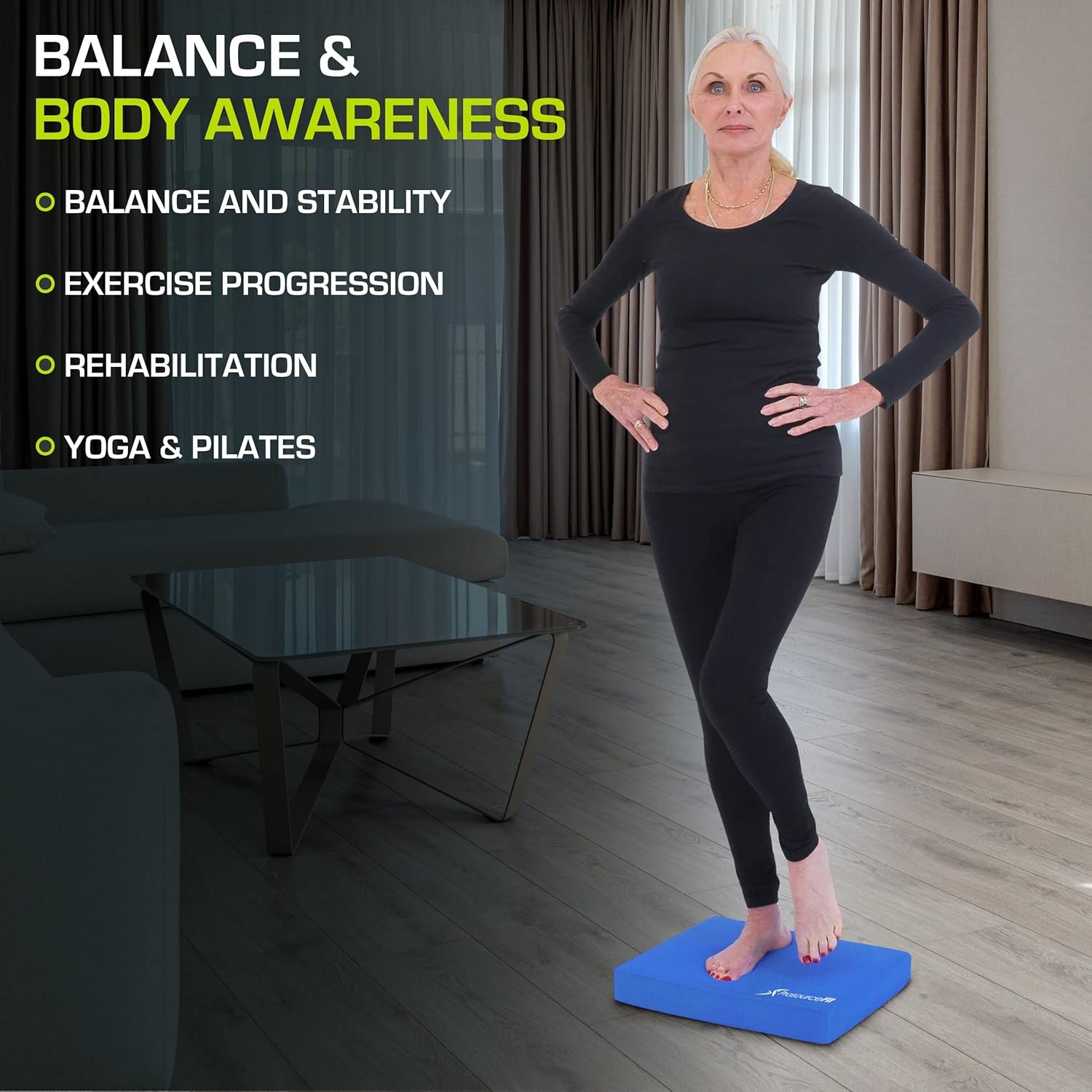 Exercise Balance Pad, Non-Slip Cushioned Foam Mat & Knee Pad for Fitness and Sta