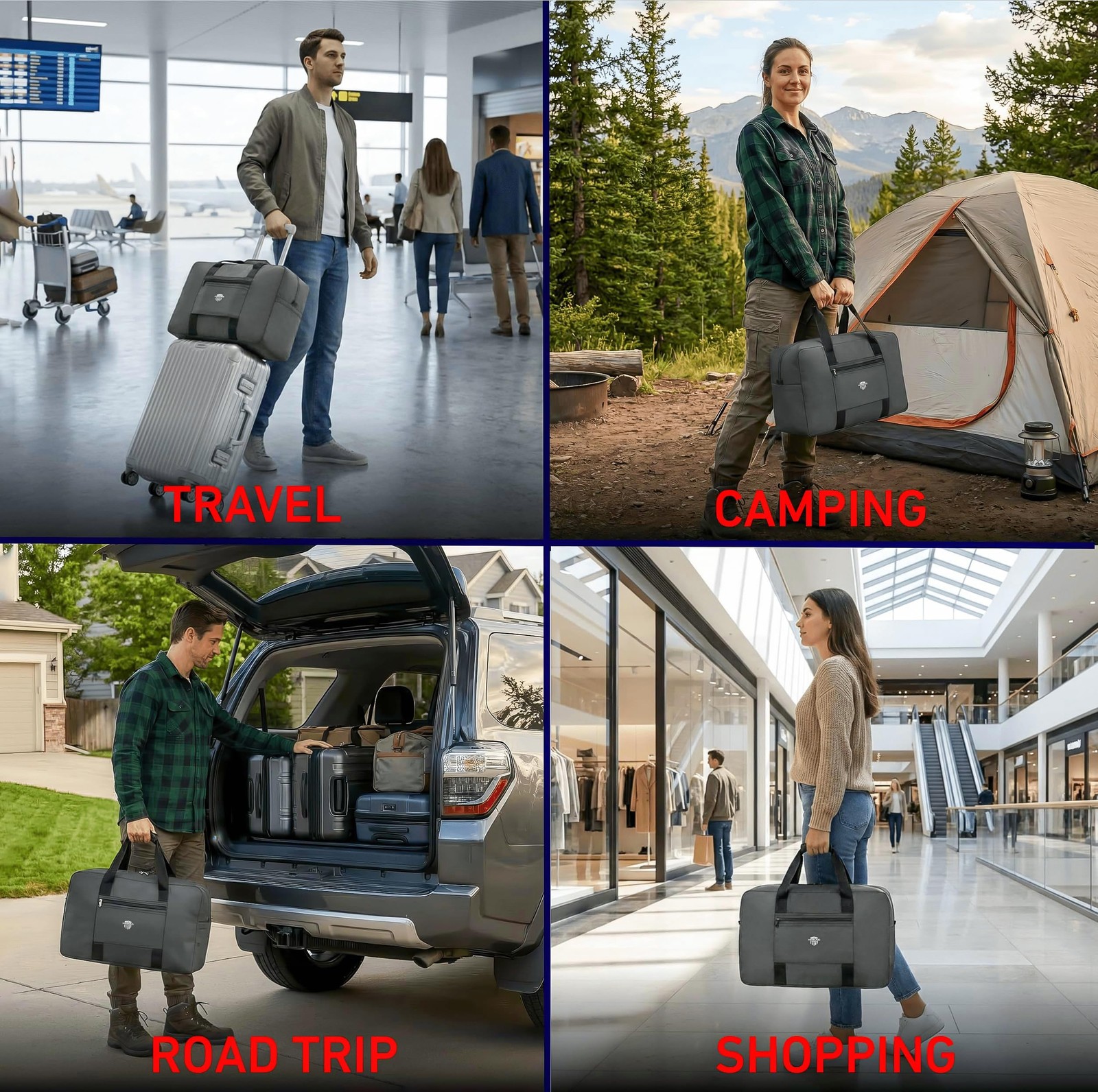 Nomad USA Expandable Travel Tote Bag for Men/Women 22L Weekender Overnight Ca…