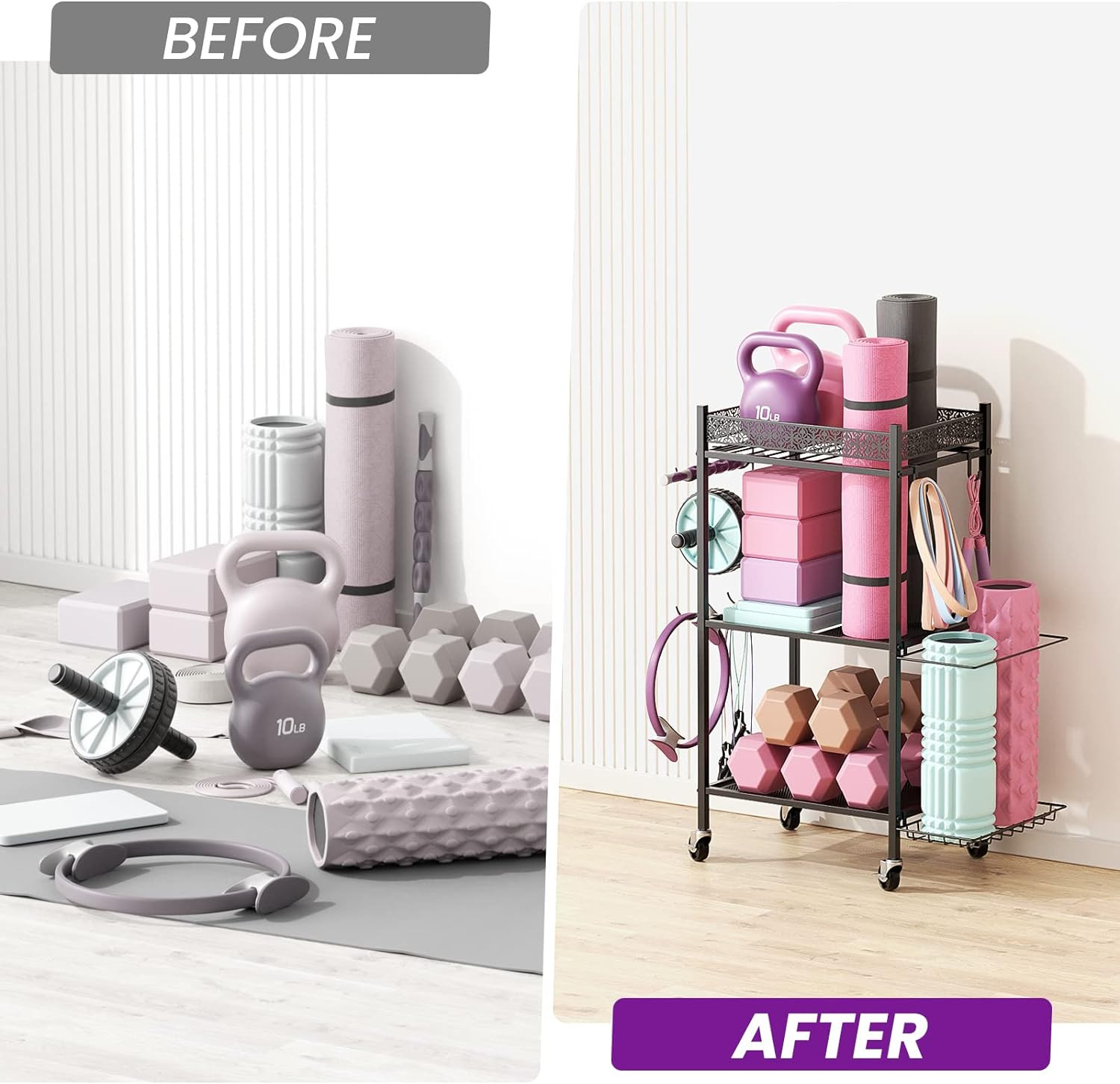 Yoga Mat Storage Rack, Home Gym Storage Rack Yoga Mat Holder, Workout Storage f