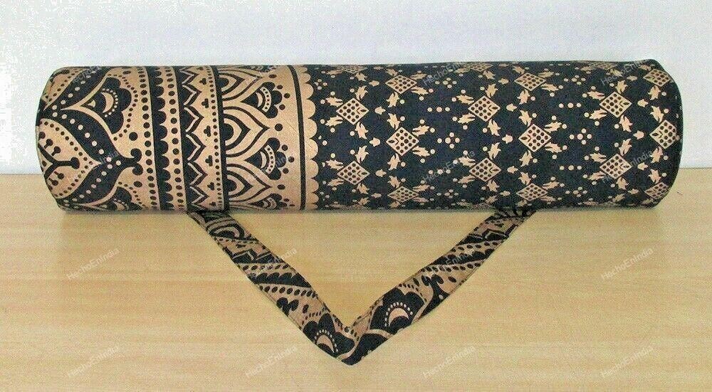 Mandala Black Gold Omber Yoga Mat Beach Exercise Carrier Bag With Shoulder