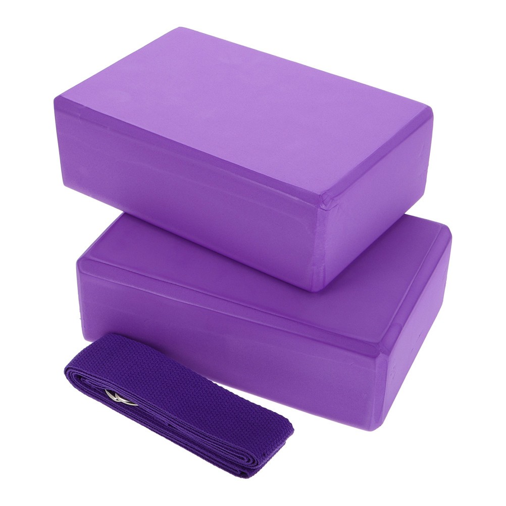 3Pcs Foam Yoga Blocks and Strap Set for Pilates and Yoga Posture Improvement