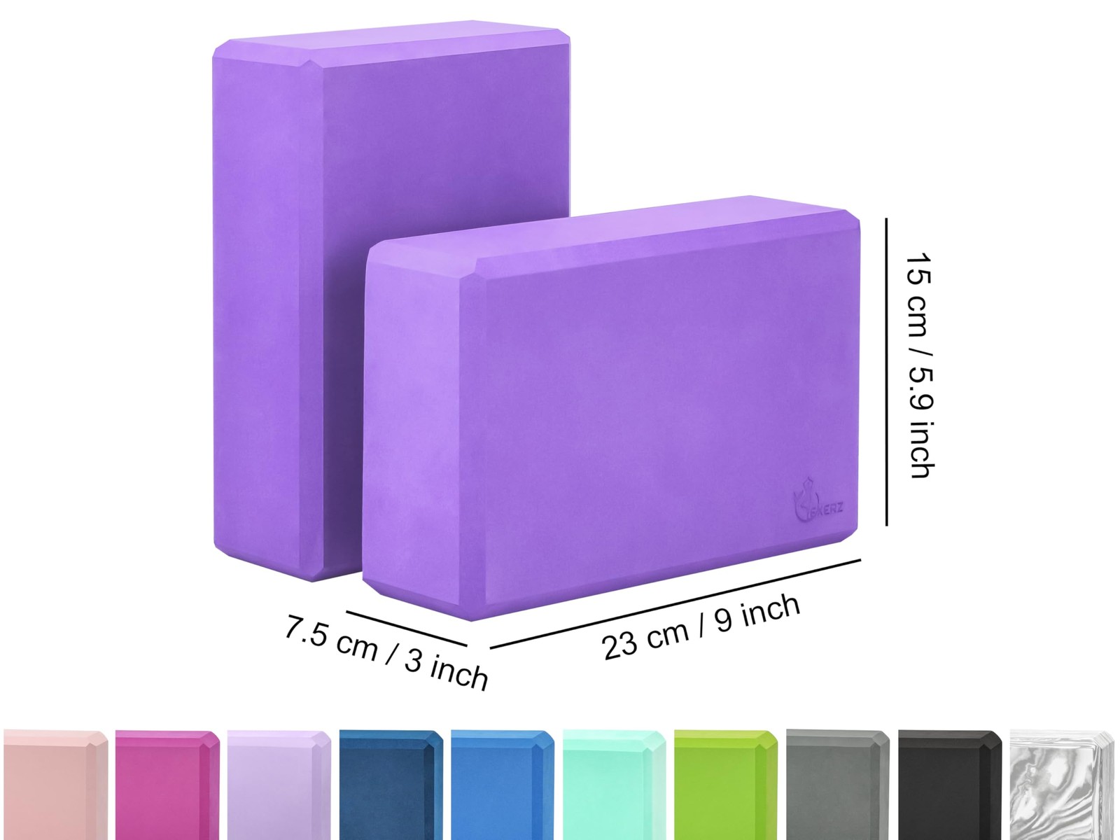EXERZ Yoga Blocks 2pcs Gym Bricks High Density EVA Foam 9 x 6 x 3 inch, Purple