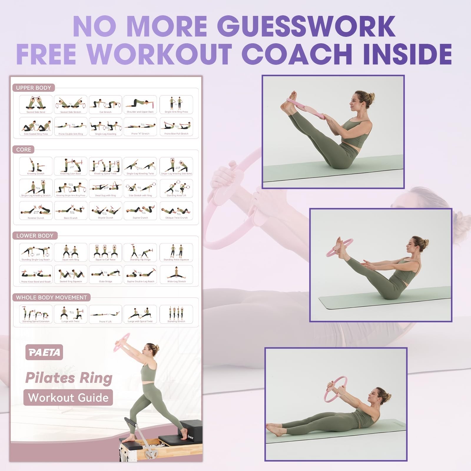 Pilates Ring Set – 14” Magic Circle (38 lbs Resistance), 9.8” Pilates Ball, 5…