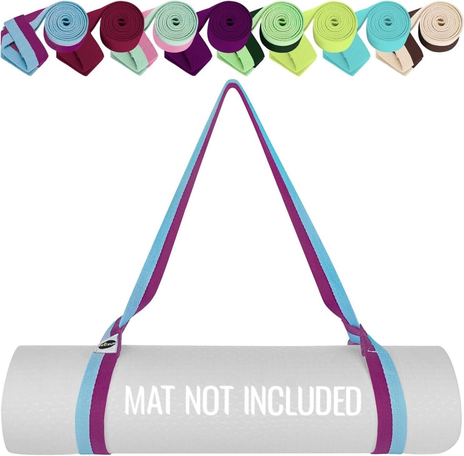 TECEUM Yoga Mat Strap – Adjustable Mat Holder Sling – 64 IN, Mixed Blueberry