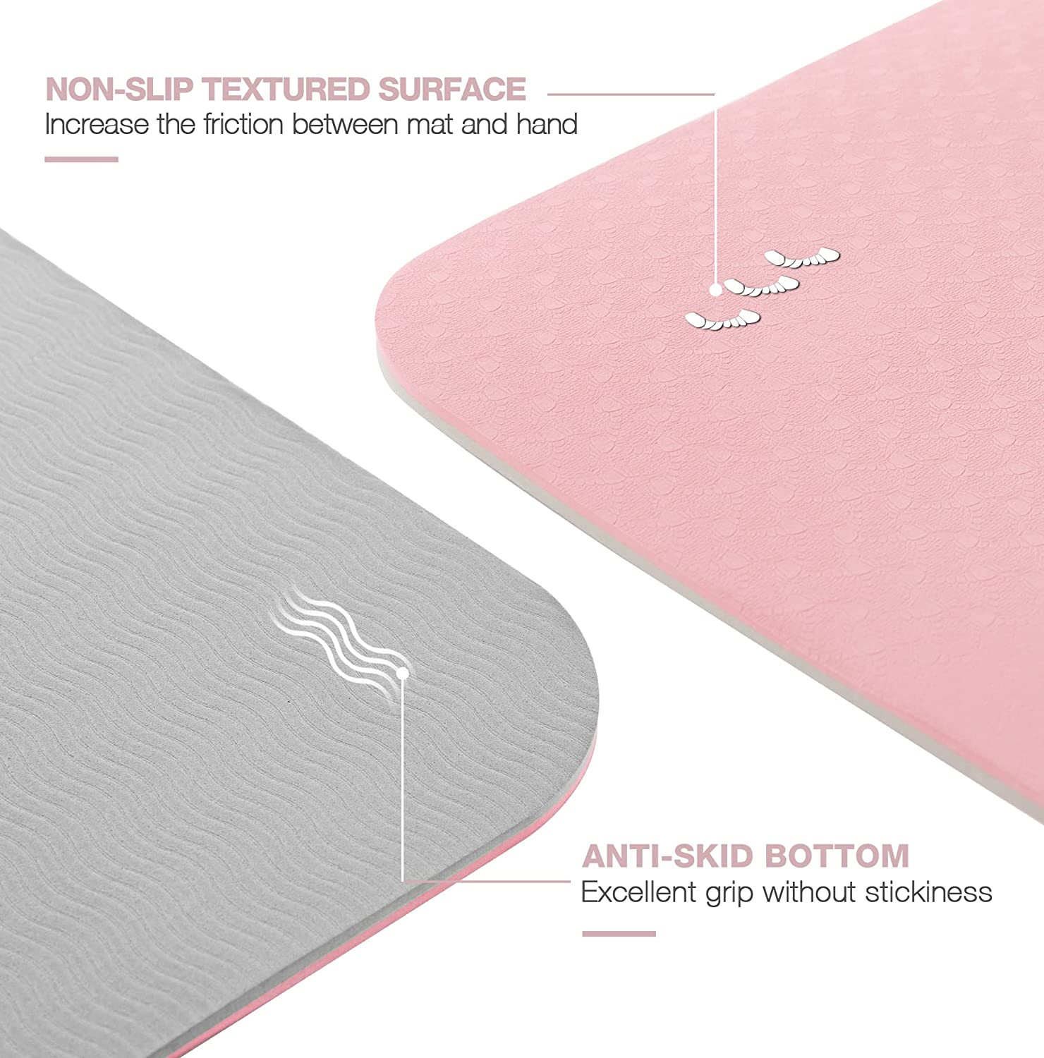 Yoga Mat Non Slip, Pilates Fitness Mats, Eco Friendly, Anti-Tear 1/4&Prime; Thick Yoga