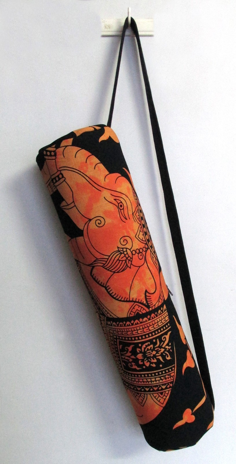 Indian Black Elephant Yoga Mat Carrier Bag Mandala Large Shoulder Strap