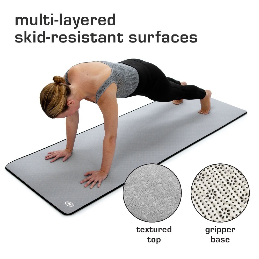 Extra Thick 8mm High Density Exercise Yoga Mat for Fitness Pilates Non Slip Grey