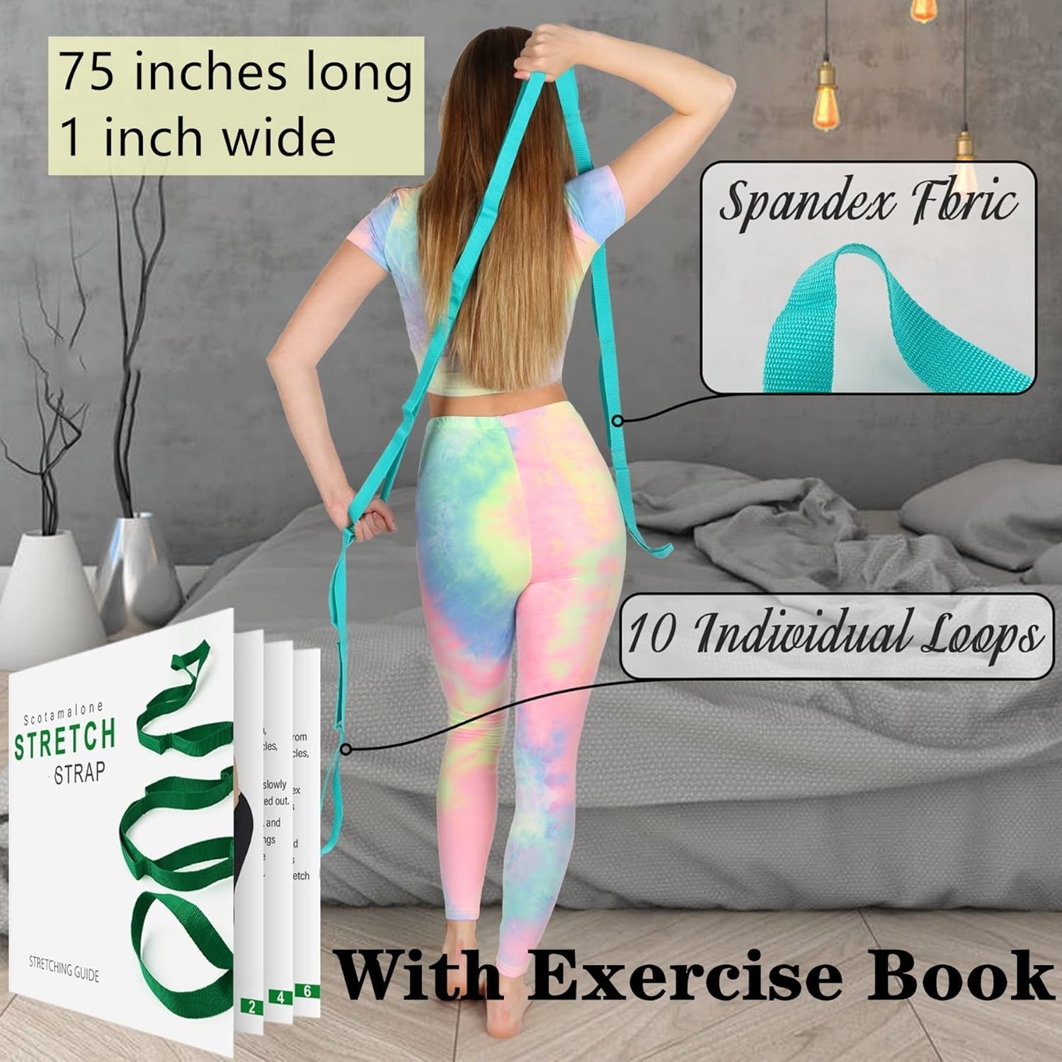 Stretching Strap Yoga Strap Physical Therapy for Home Workout, Exercise, Pila…